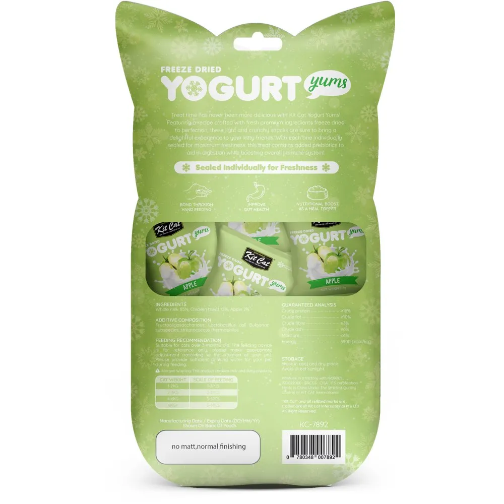 4 FOR $14: Kit Cat Yogurt Yums Apple Grain-Free Freeze-Dried Cat Treats 10pc