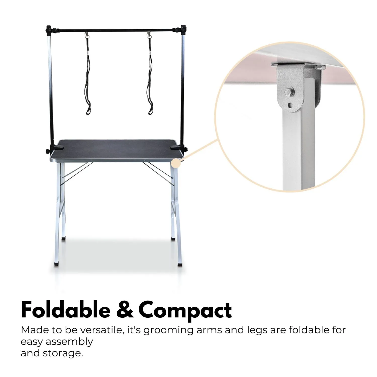 Adjustable Foldable Pet Grooming Table, Non-Slip, 90cm - Floofi