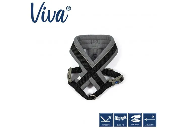 Ancol - Viva Nylon Padded Harness - Black - Small (36-42cm)