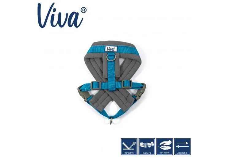 Ancol - Viva Nylon Padded Harness - Cyan - Large (52-71cm)