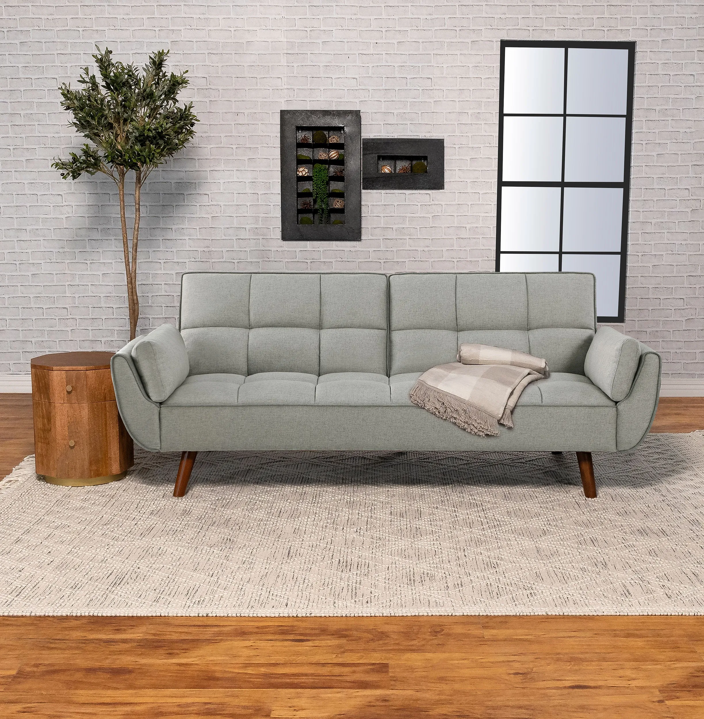 Caufield Upholstered Buscuit Tufted Covertible Sofa Bed Grey