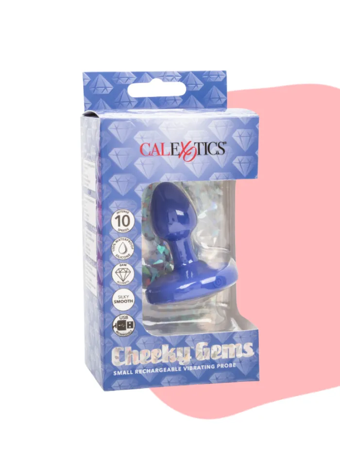 Compact Rechargeable Vibrating Blue Butt Plug by Cheeky Gems