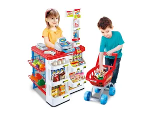 Children's Home Supermarket w/ Toy Cash Register, Trolley, Fruit & More