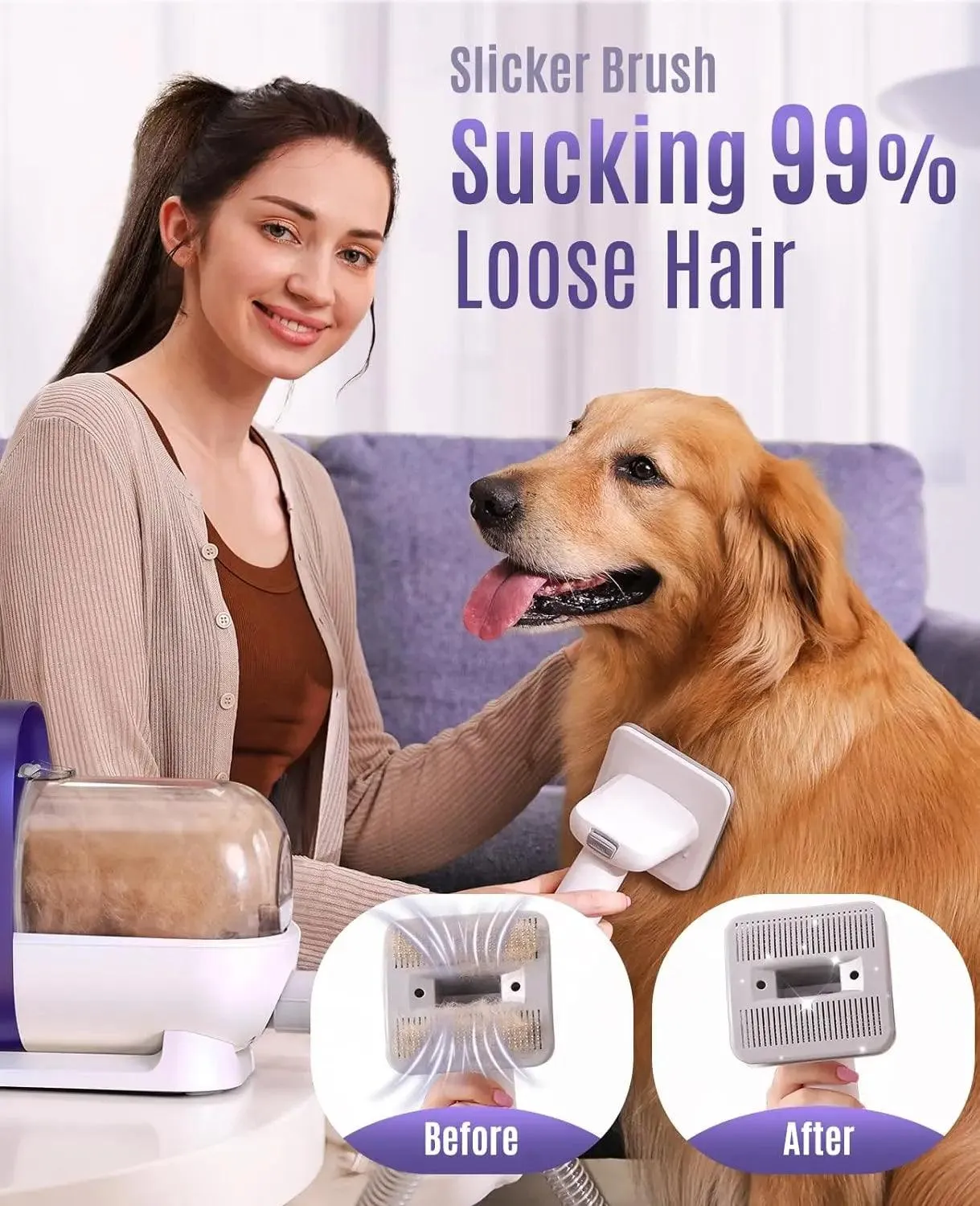 Dog Vacuum Brush Grooming Tools