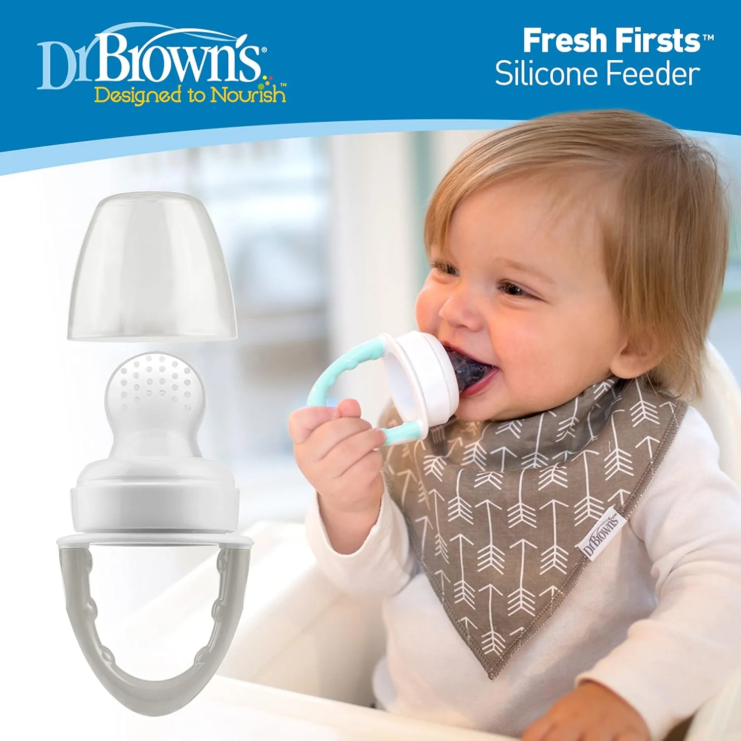 Dr. Brown's Fresh Baby's Firsts Silicone Feeder - Grey