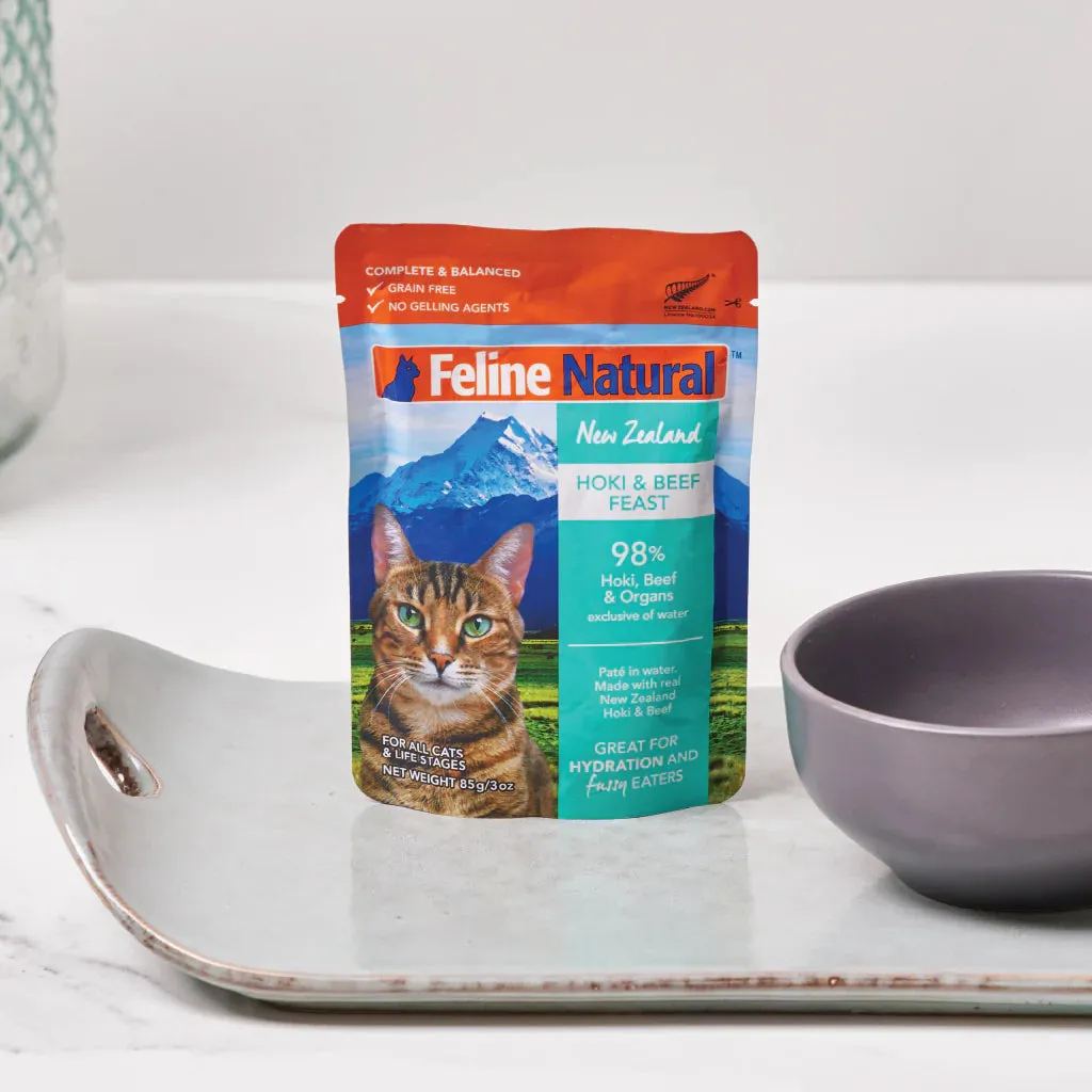 Feline Natural Hoki and Beef Feast Wet Cat Food 85g X12