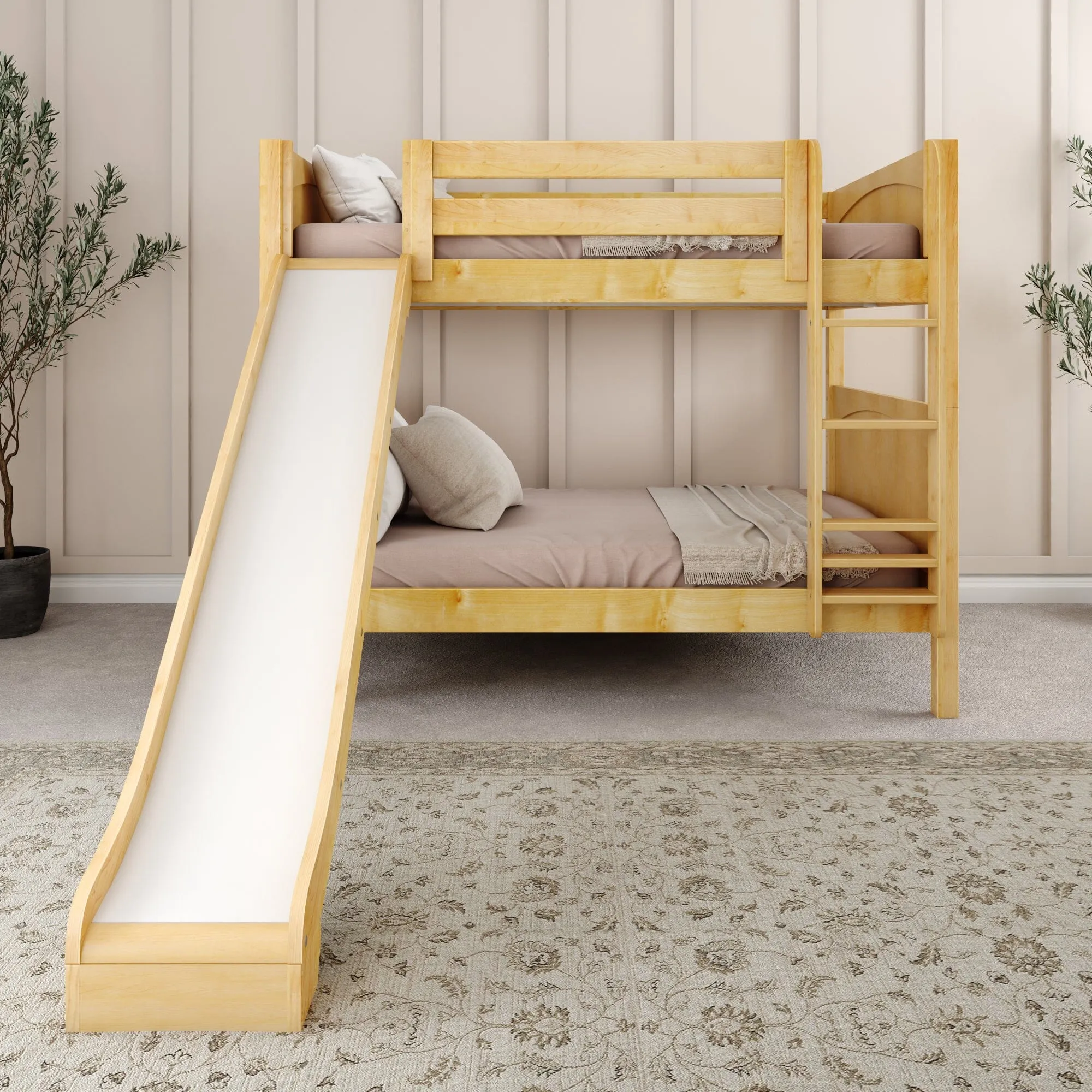 Full Medium Bunk Bed with Slide and Ladder on Front