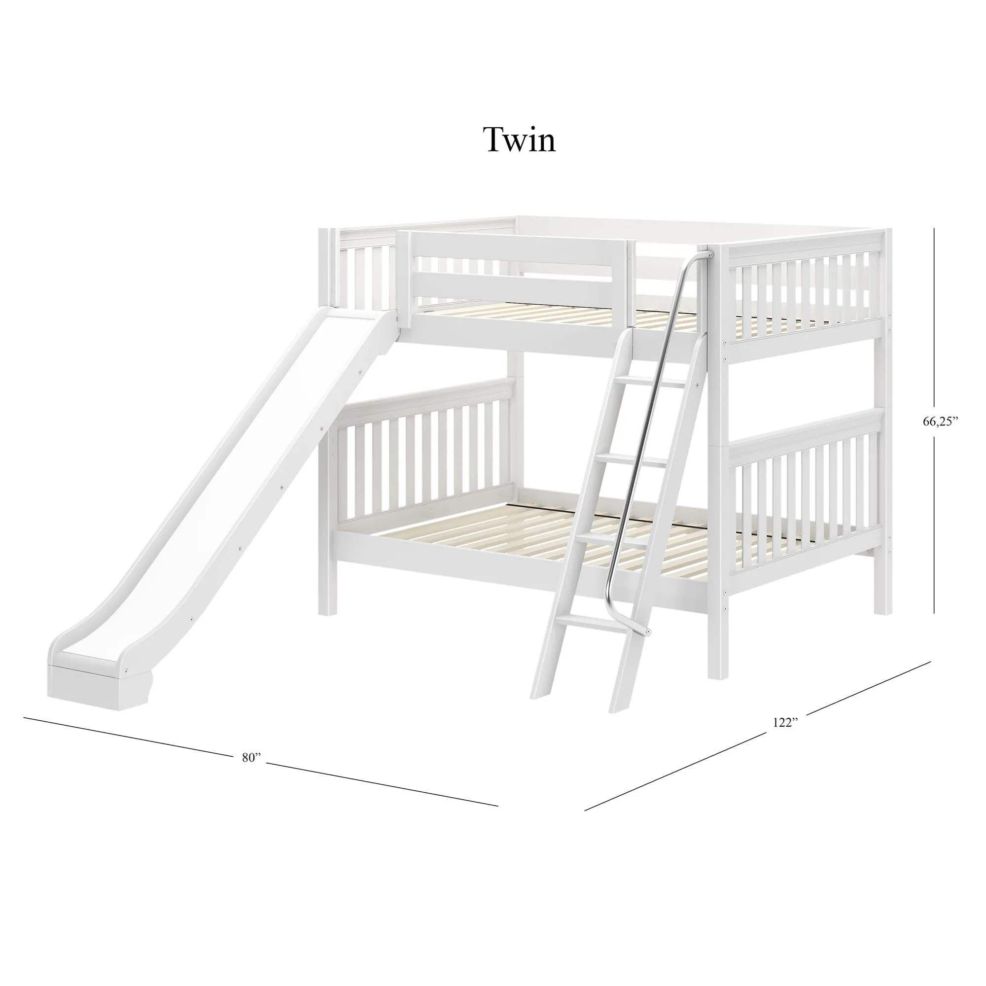 Full Medium Bunk Bed with Slide and Ladder on Front