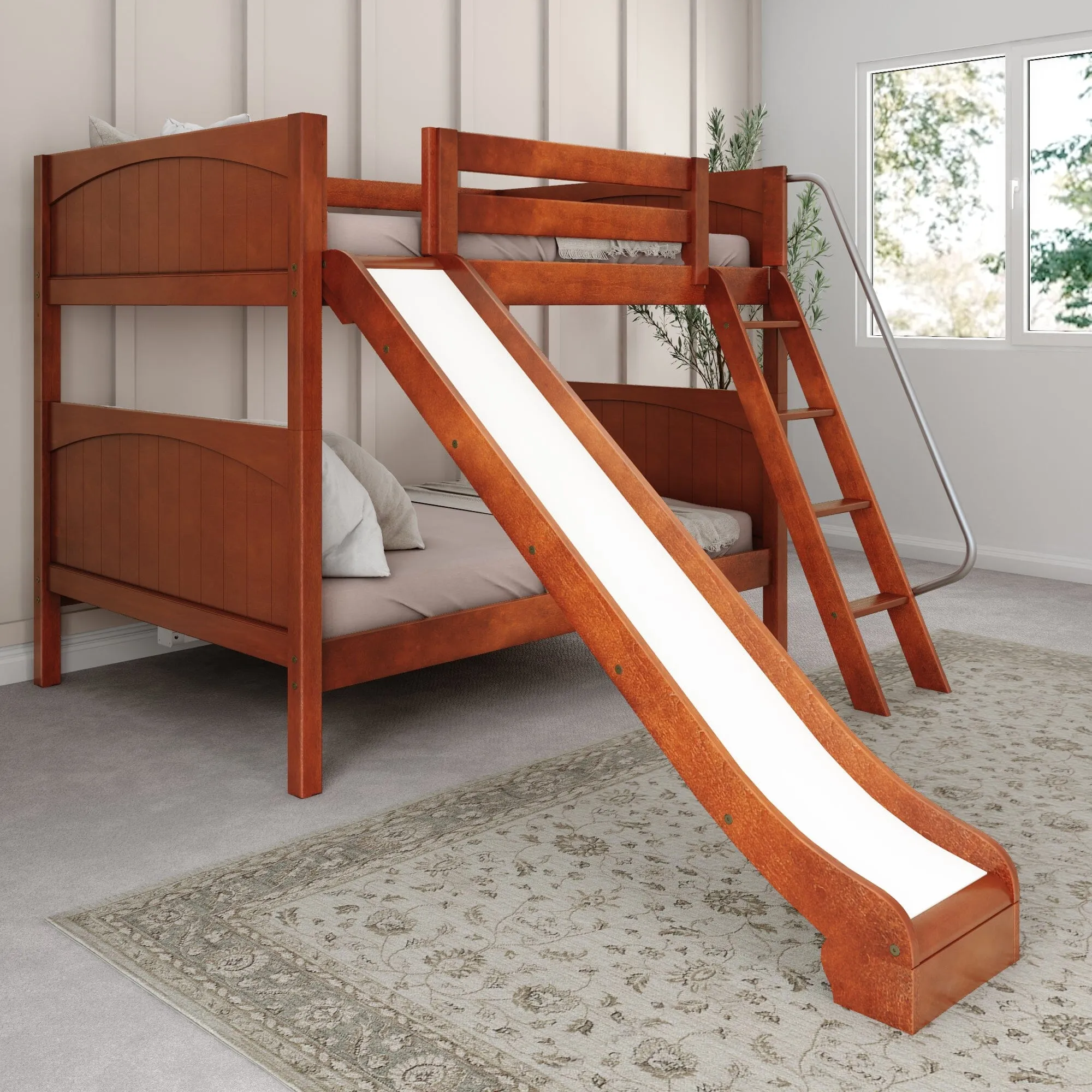 Full Medium Bunk Bed with Slide and Ladder on Front