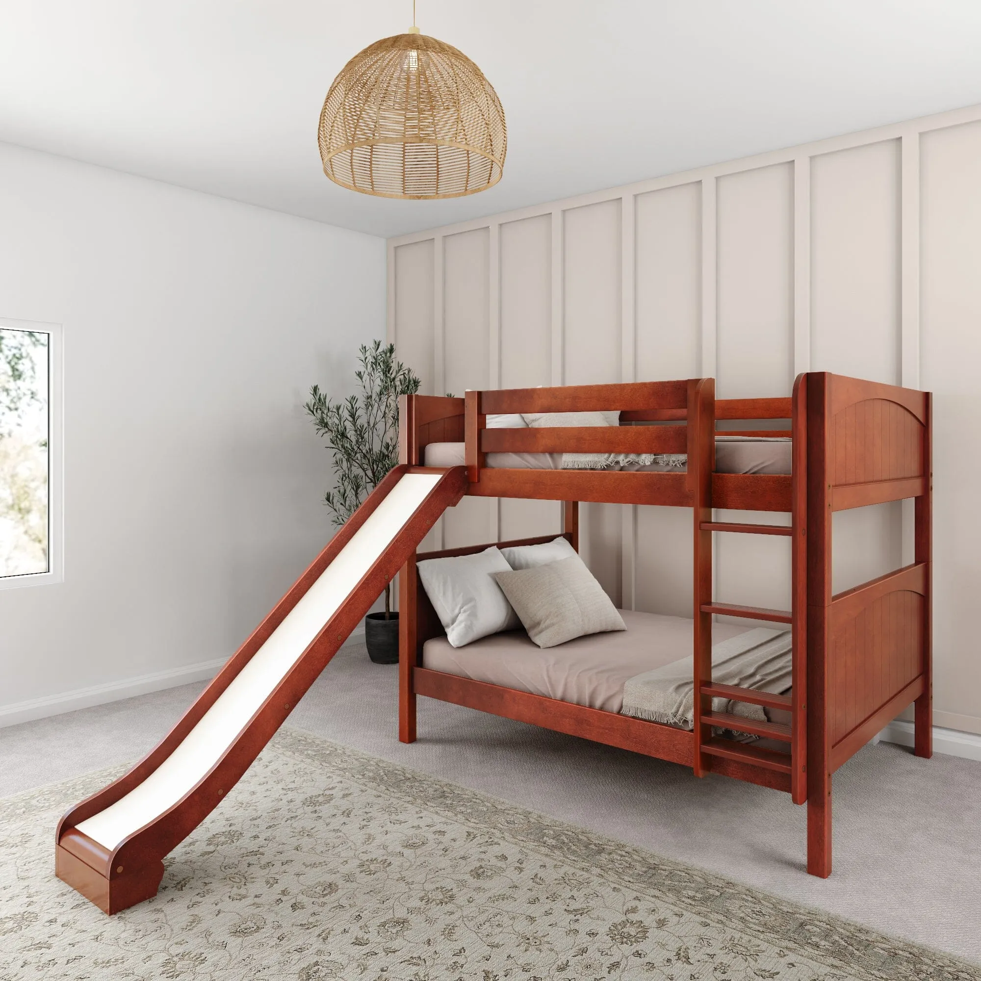 Full Medium Bunk Bed with Slide and Ladder on Front