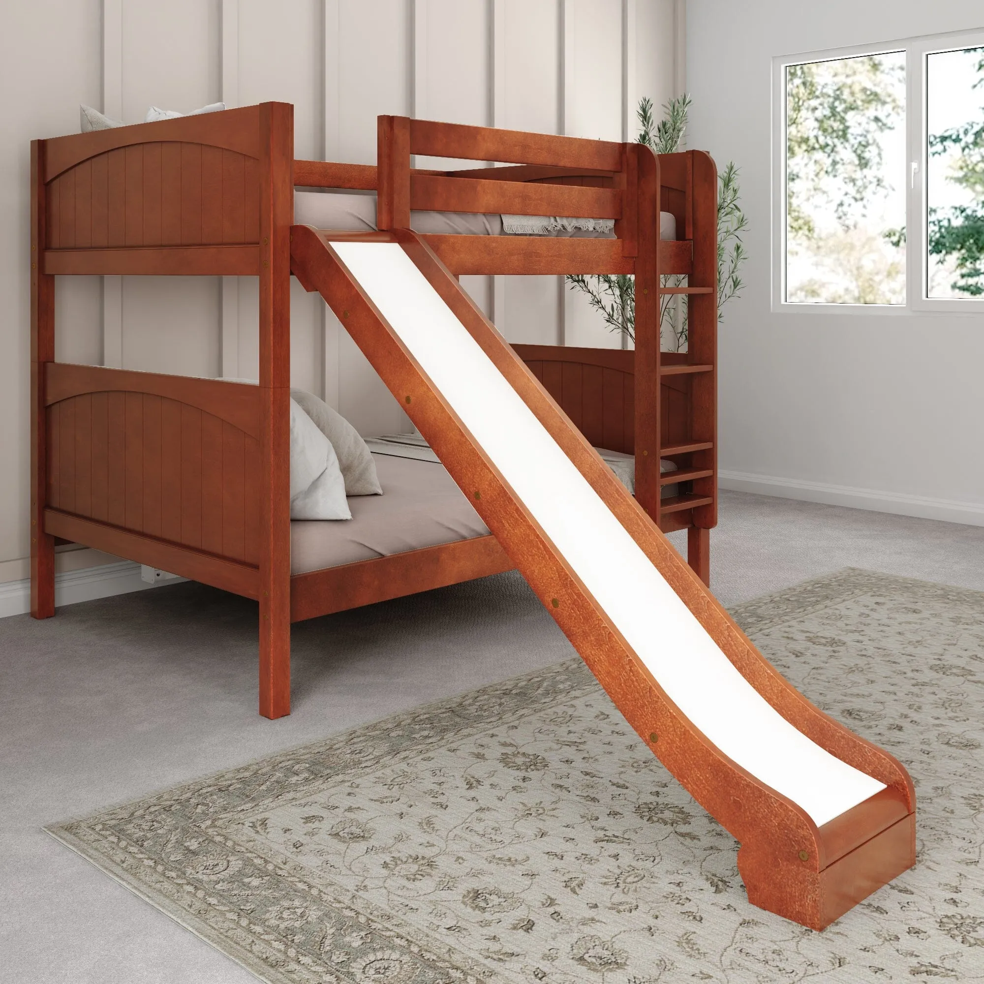 Full Medium Bunk Bed with Slide and Ladder on Front