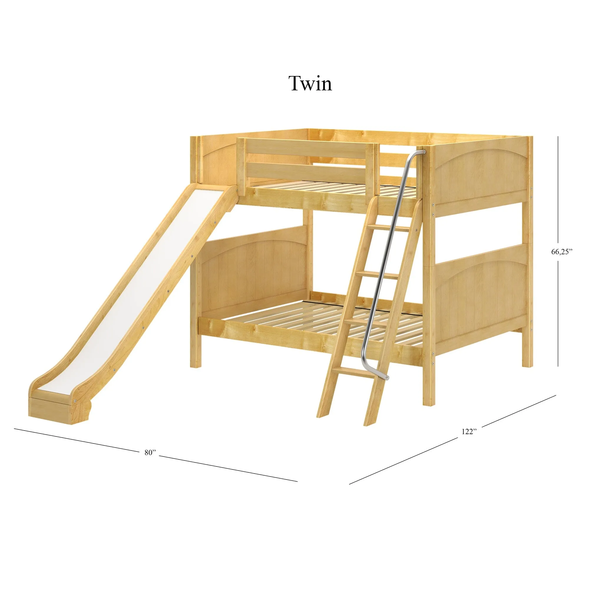 Full Medium Bunk Bed with Slide and Ladder on Front