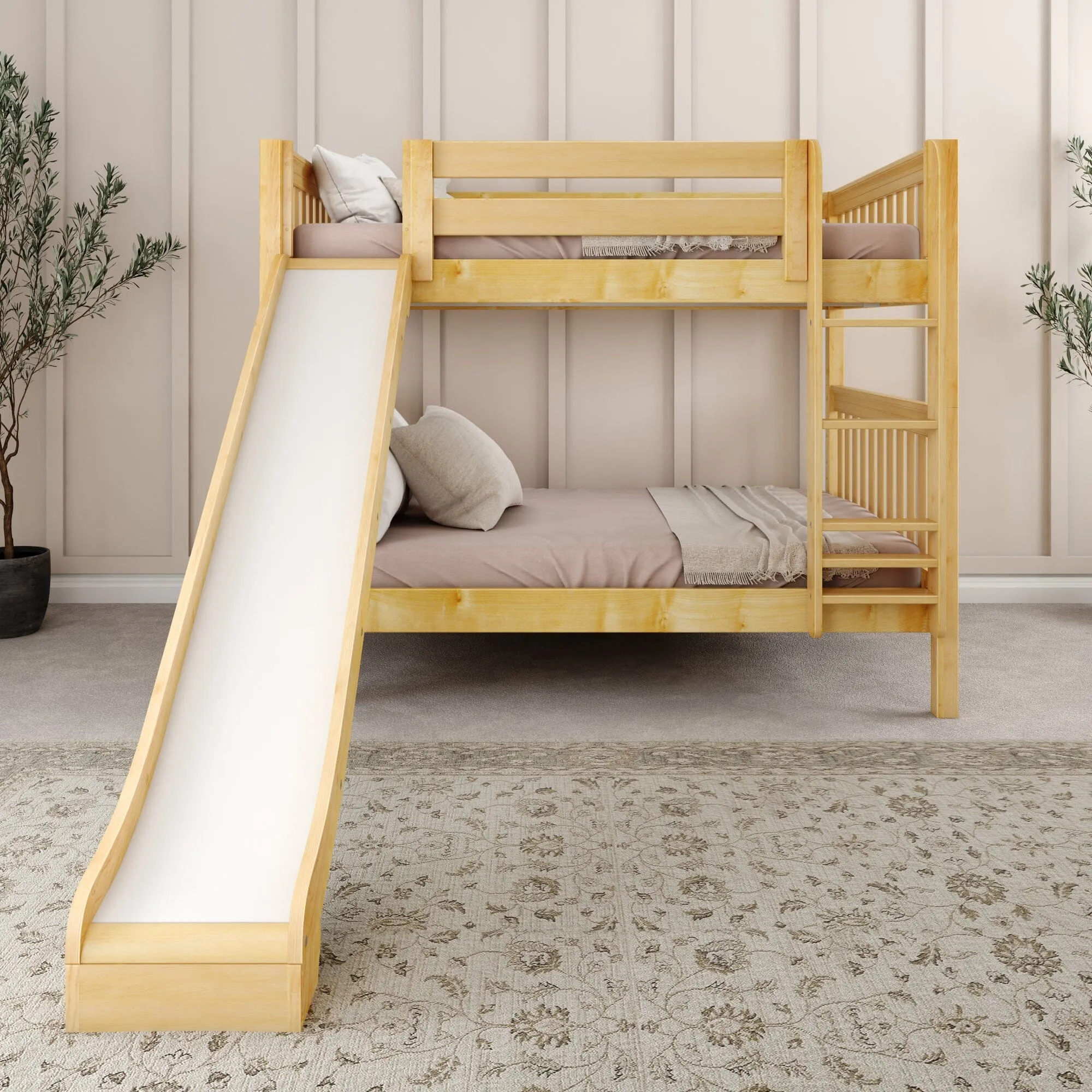 Full Medium Bunk Bed with Slide and Ladder on Front