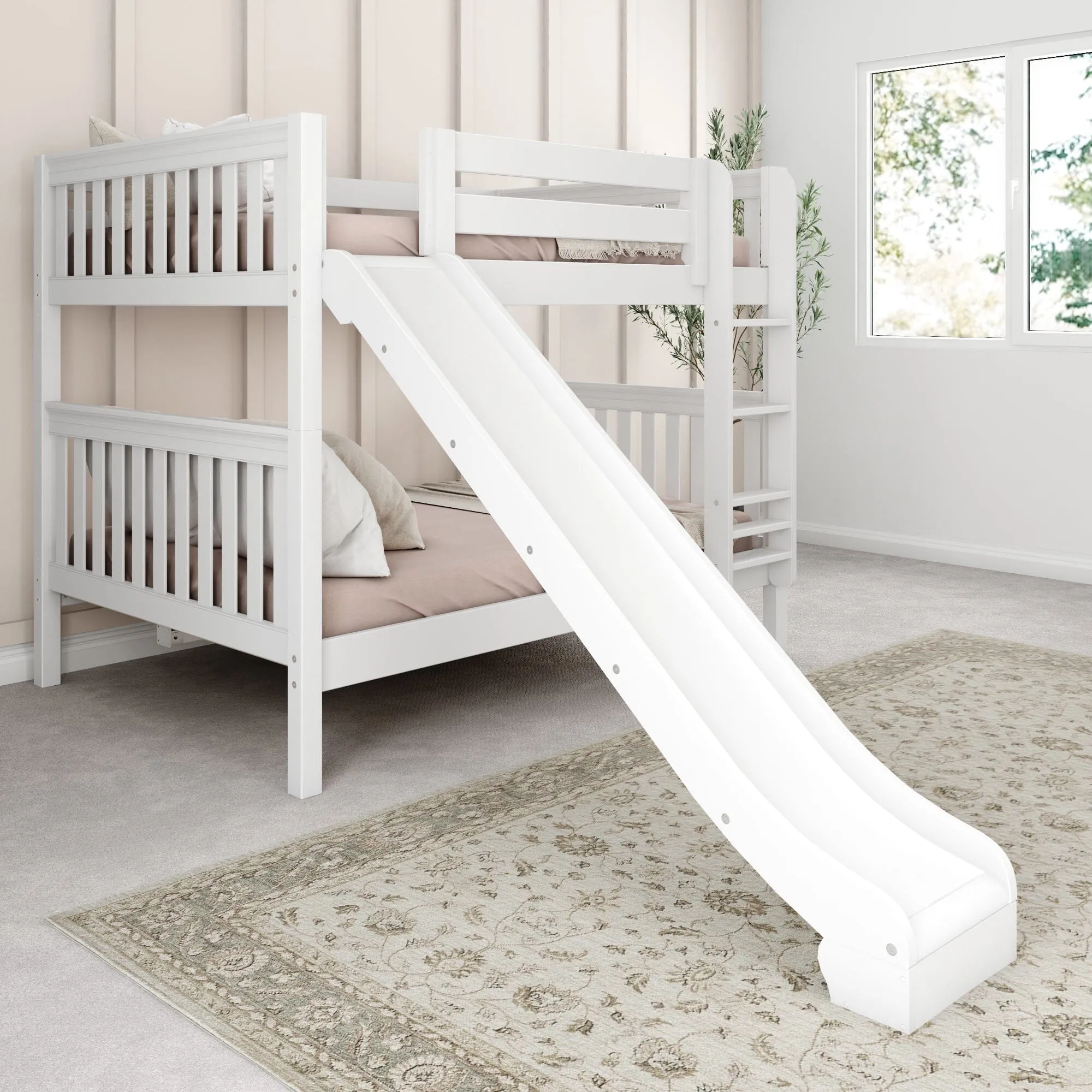 Full Medium Bunk Bed with Slide and Ladder on Front