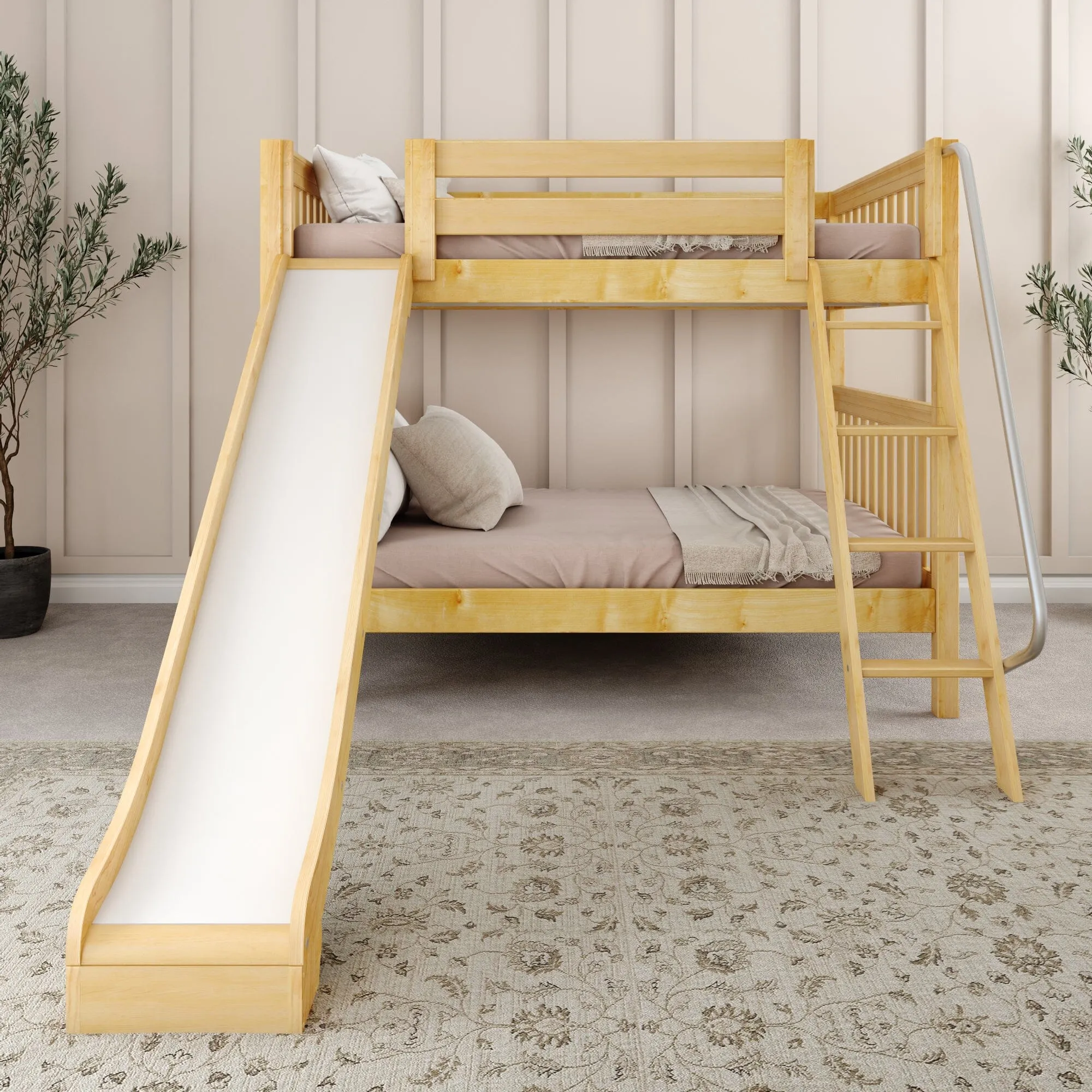 Full Medium Bunk Bed with Slide and Ladder on Front