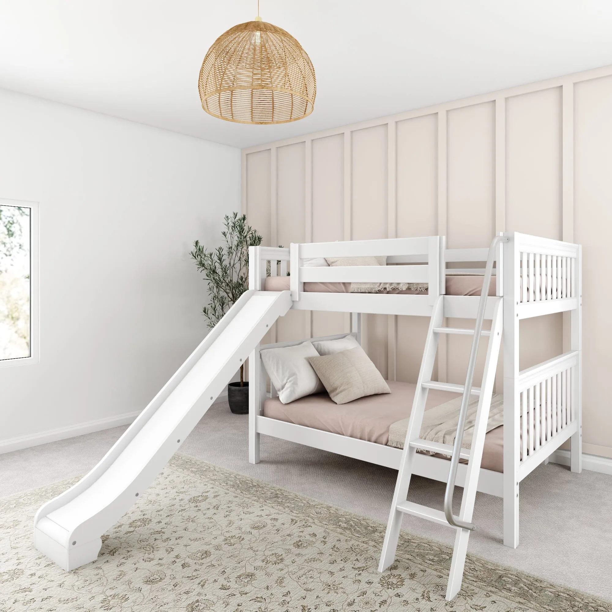 Full Medium Bunk Bed with Slide and Ladder on Front