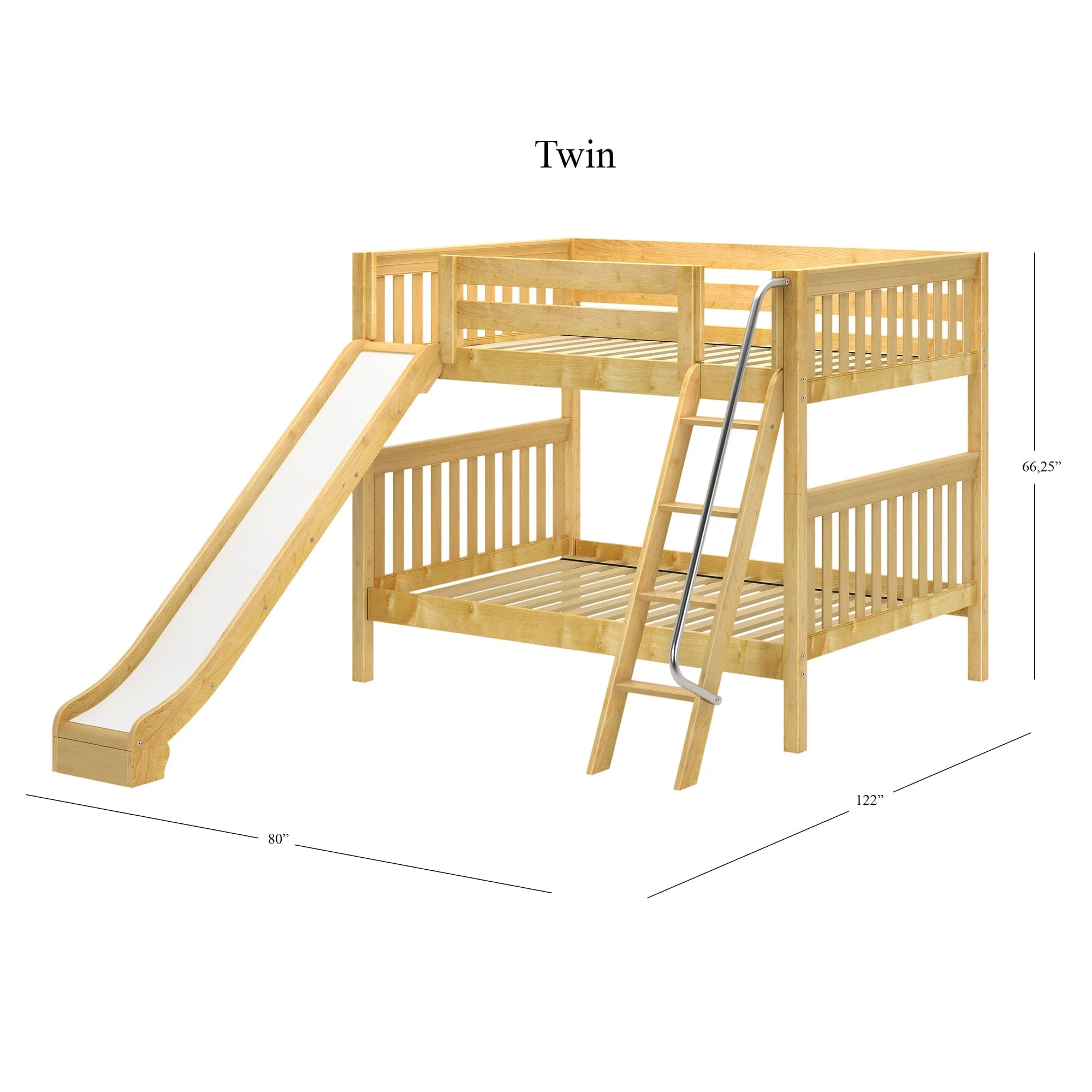 Full Medium Bunk Bed with Slide and Ladder on Front