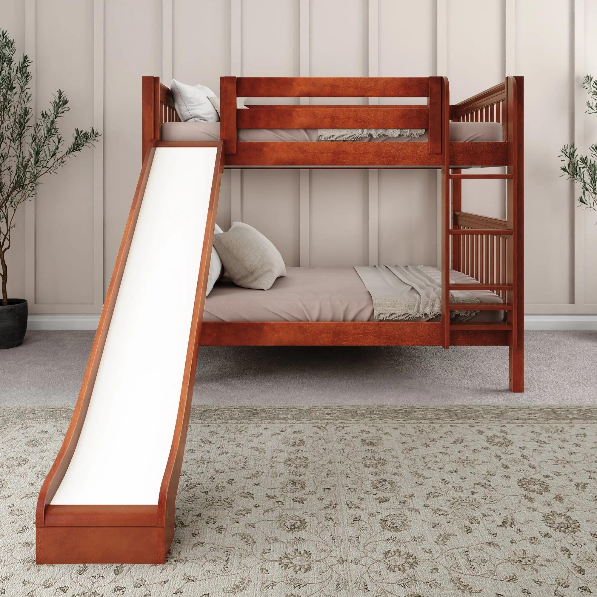 Full Medium Bunk Bed with Slide and Ladder on Front