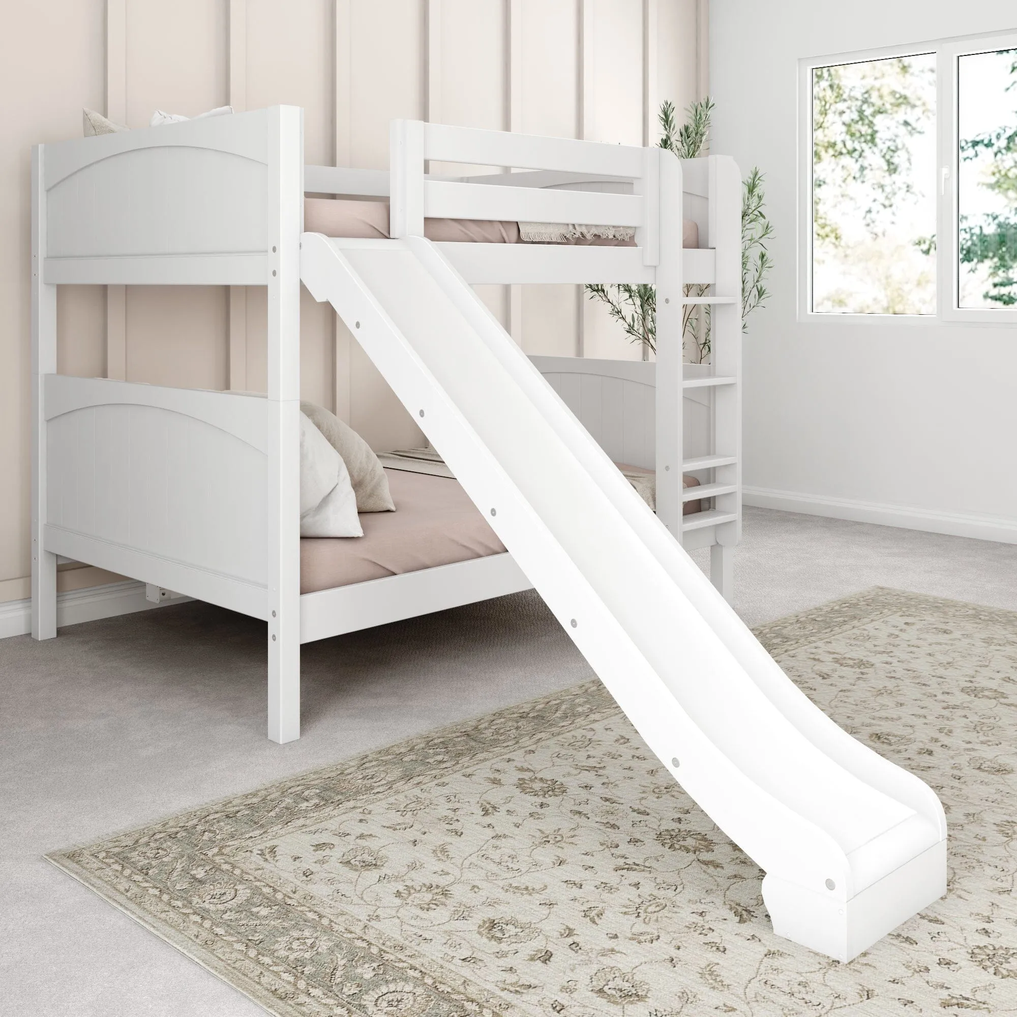 Full Medium Bunk Bed with Slide and Ladder on Front