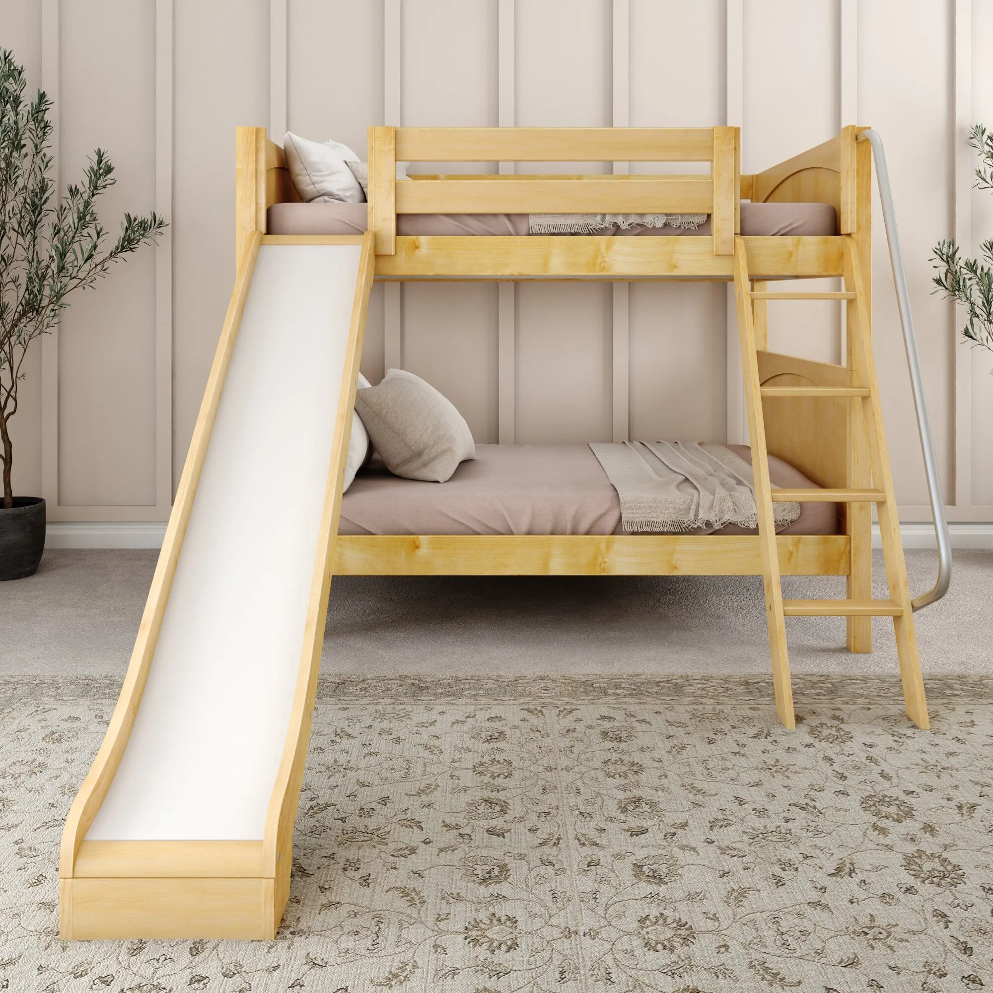 Full Medium Bunk Bed with Slide and Ladder on Front