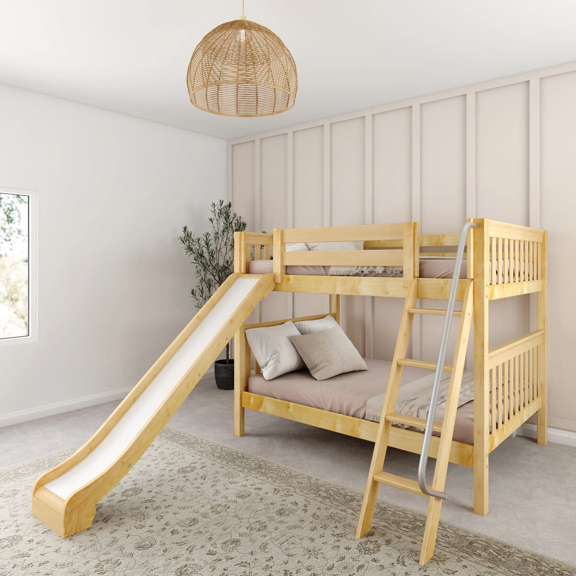 Full Medium Bunk Bed with Slide and Ladder on Front