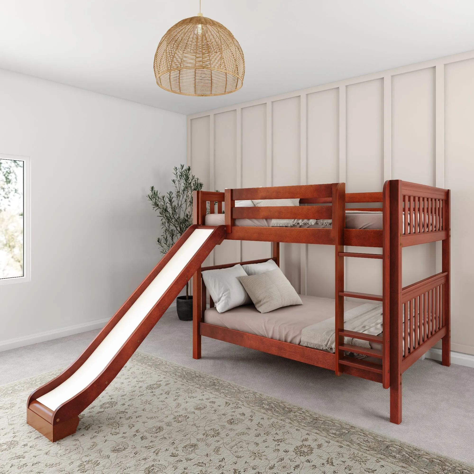 Full Medium Bunk Bed with Slide and Ladder on Front