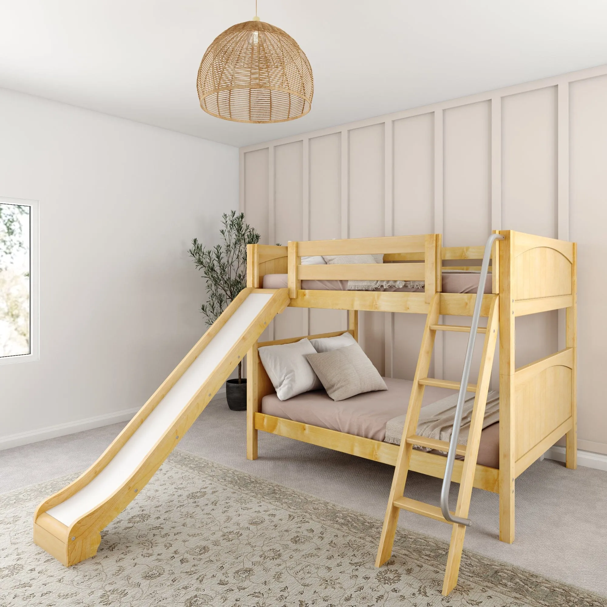 Full Medium Bunk Bed with Slide and Ladder on Front