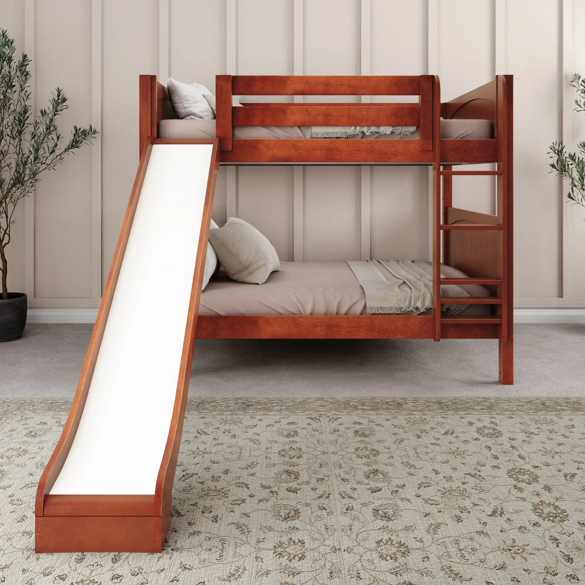 Full Medium Bunk Bed with Slide and Ladder on Front