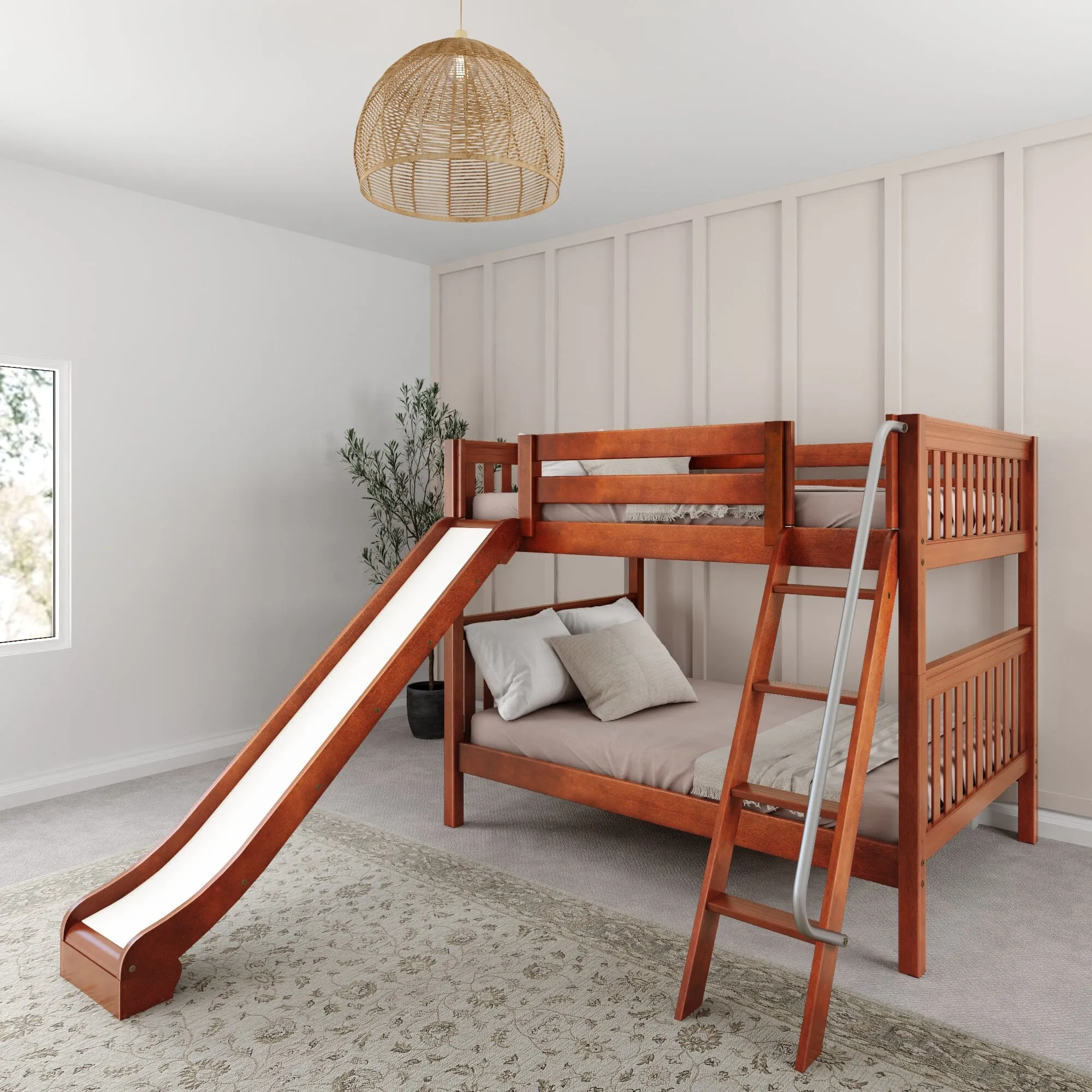 Full Medium Bunk Bed with Slide and Ladder on Front