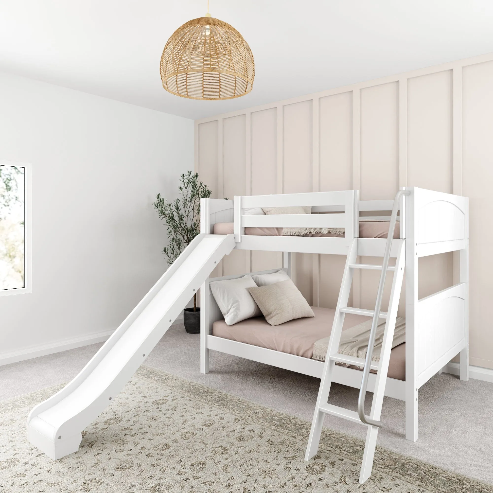 Full Medium Bunk Bed with Slide and Ladder on Front