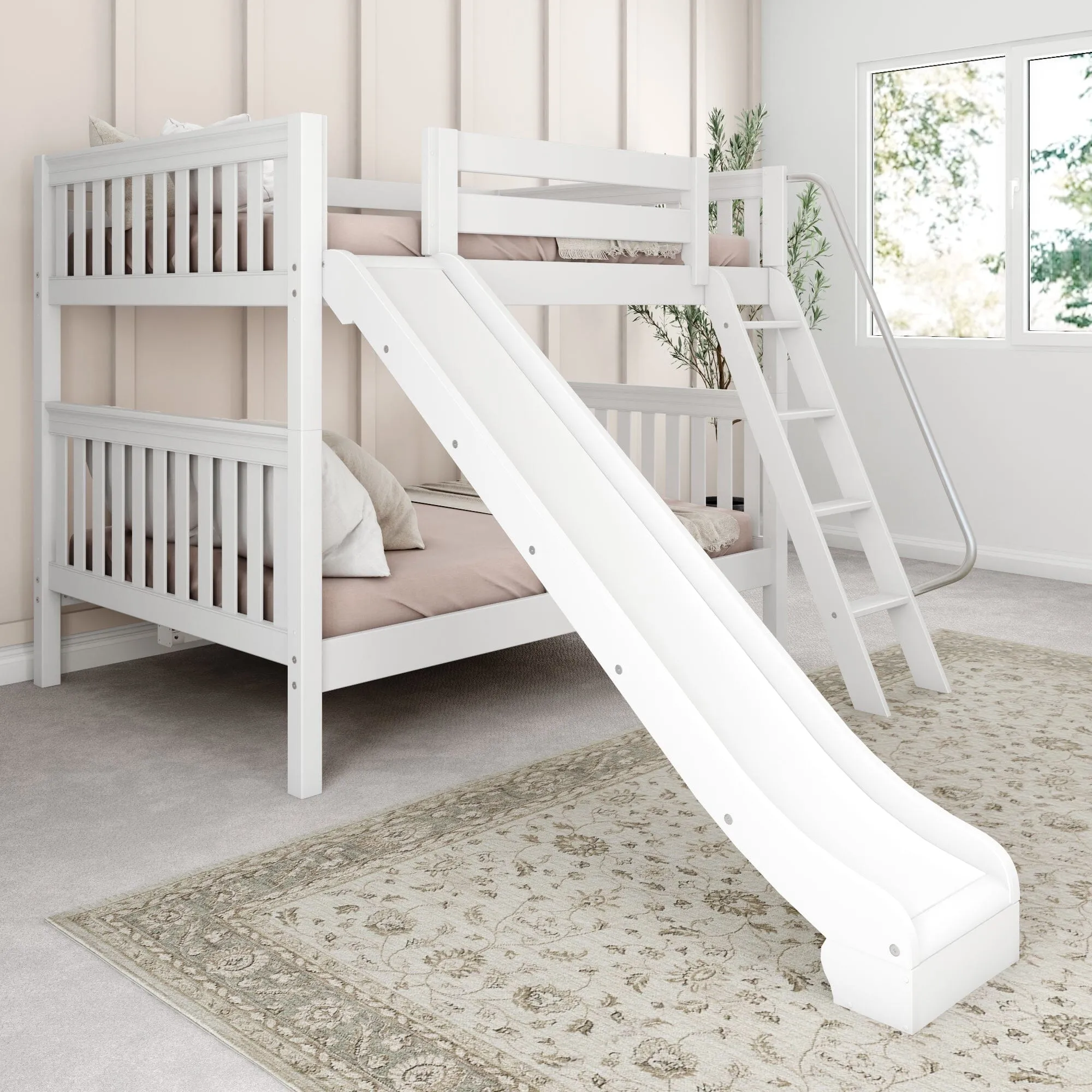 Full Medium Bunk Bed with Slide and Ladder on Front