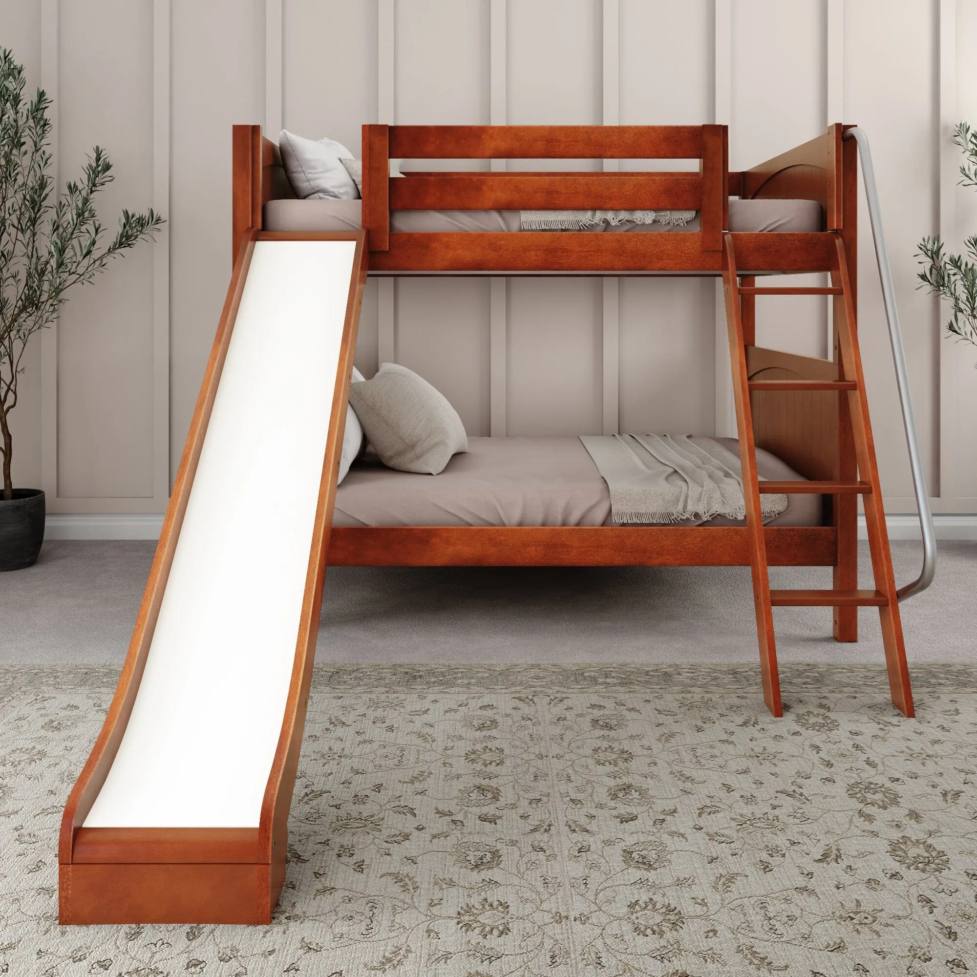 Full Medium Bunk Bed with Slide and Ladder on Front