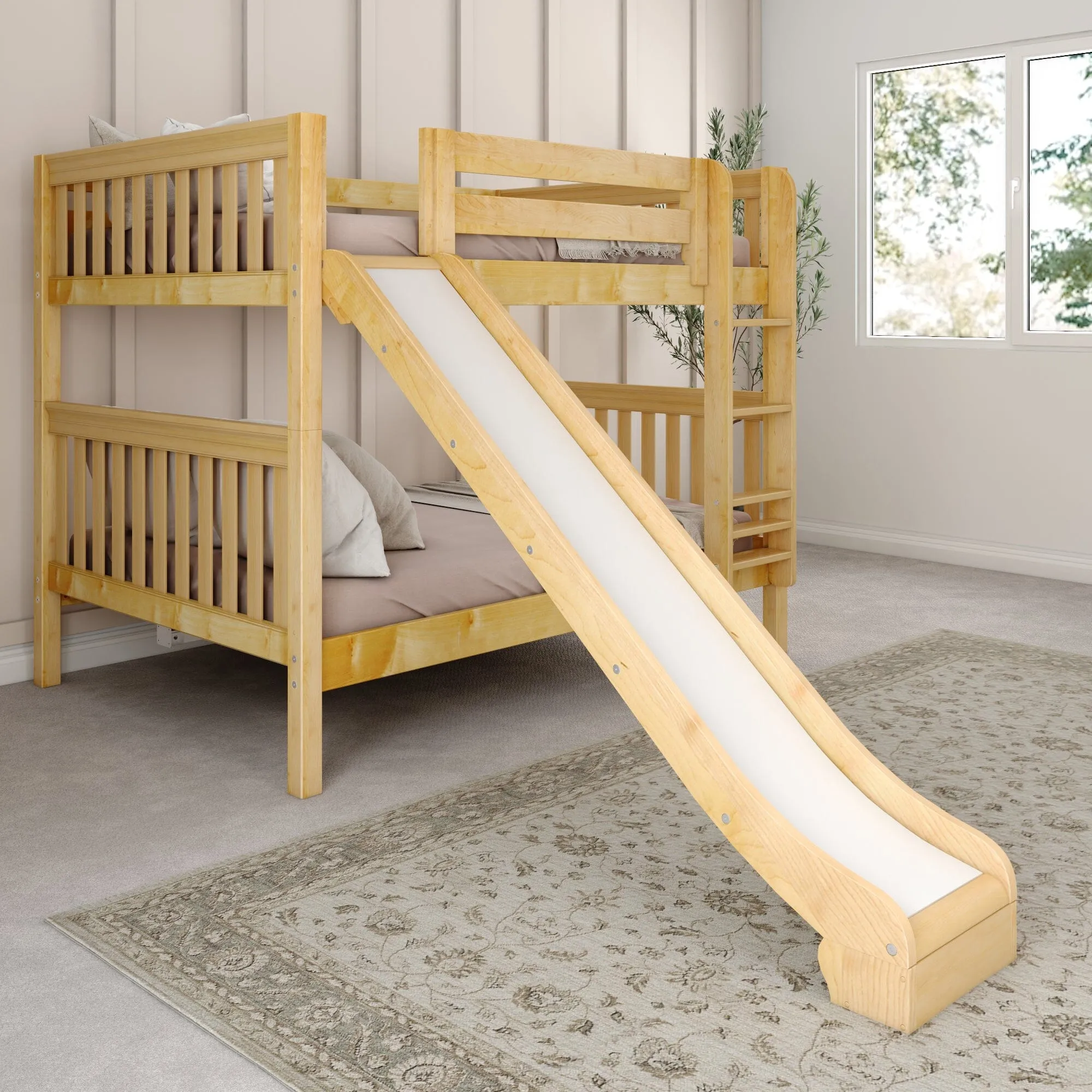 Full Medium Bunk Bed with Slide and Ladder on Front