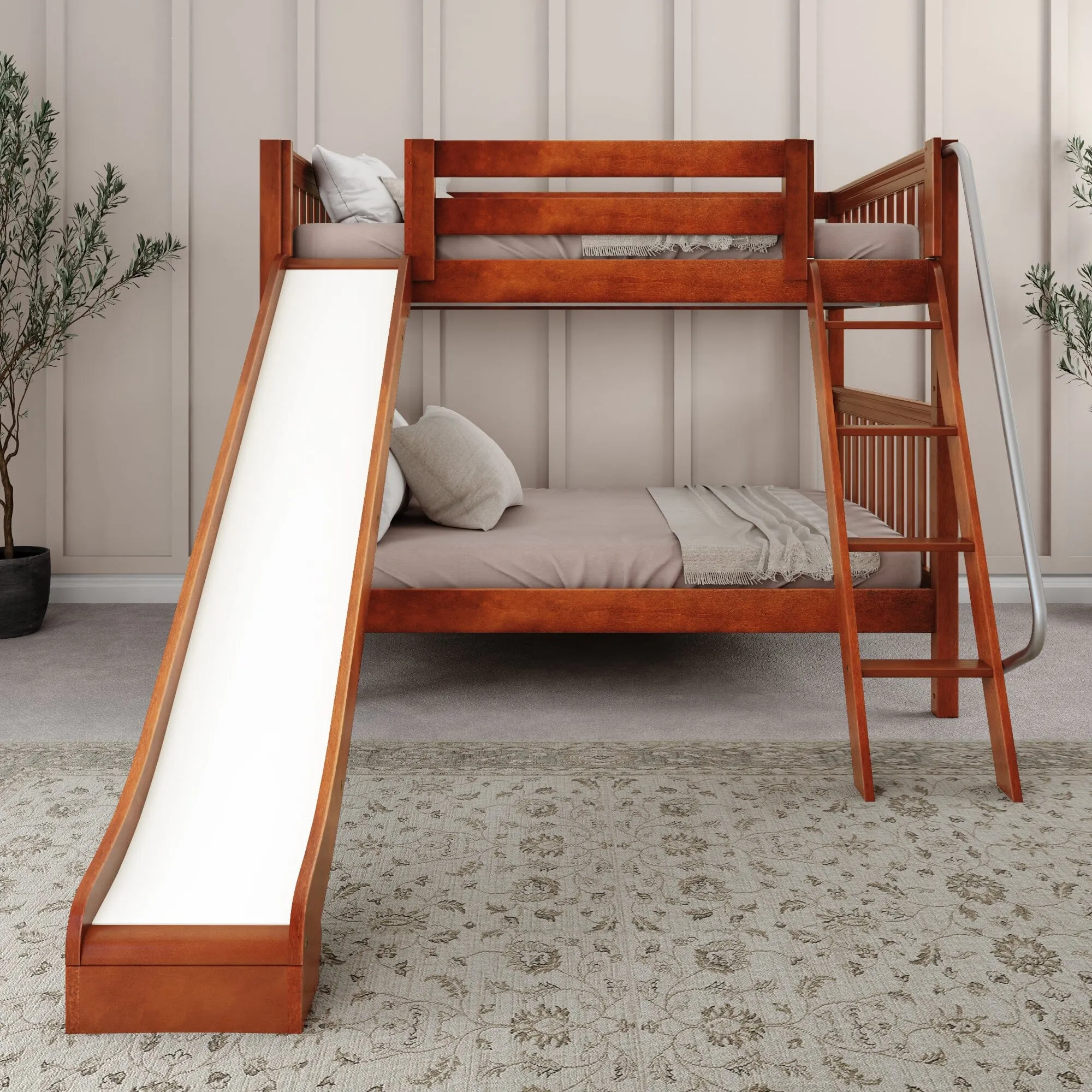 Full Medium Bunk Bed with Slide and Ladder on Front