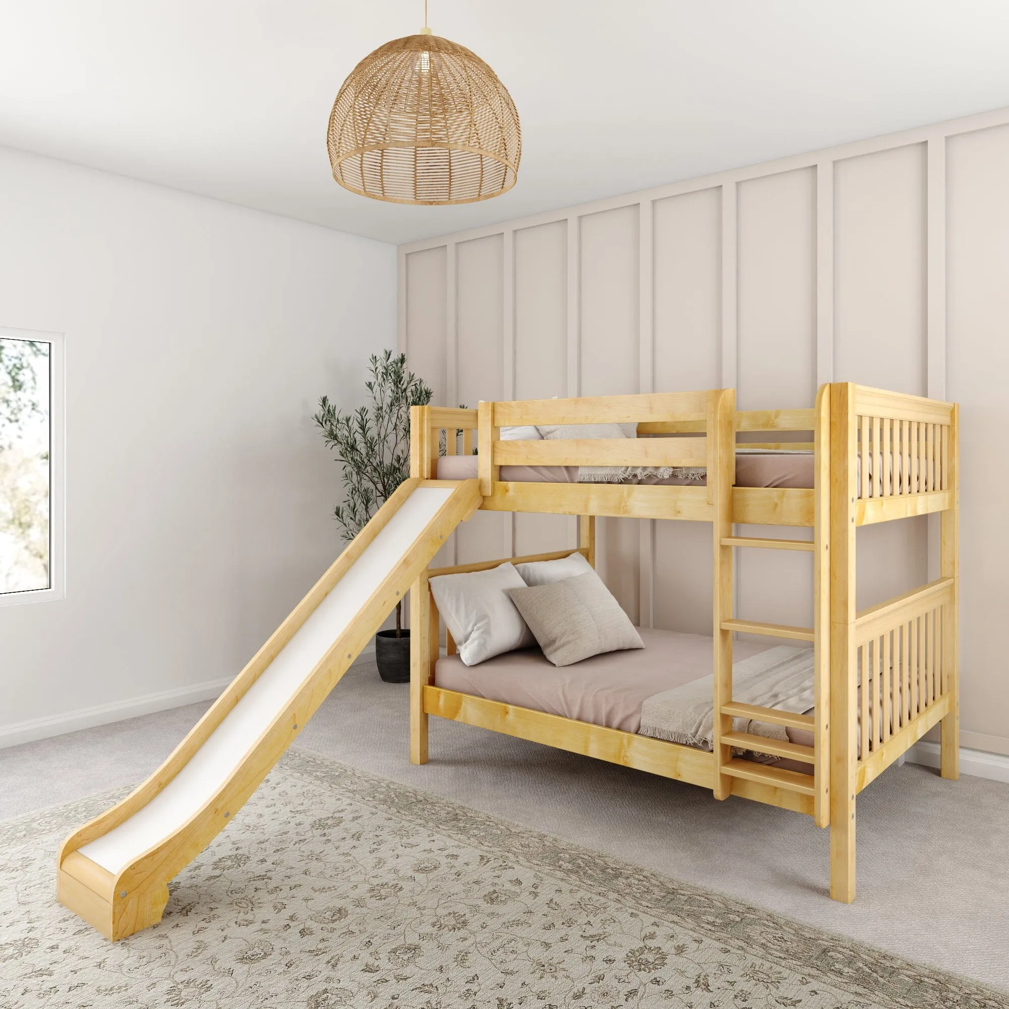 Full Medium Bunk Bed with Slide and Ladder on Front