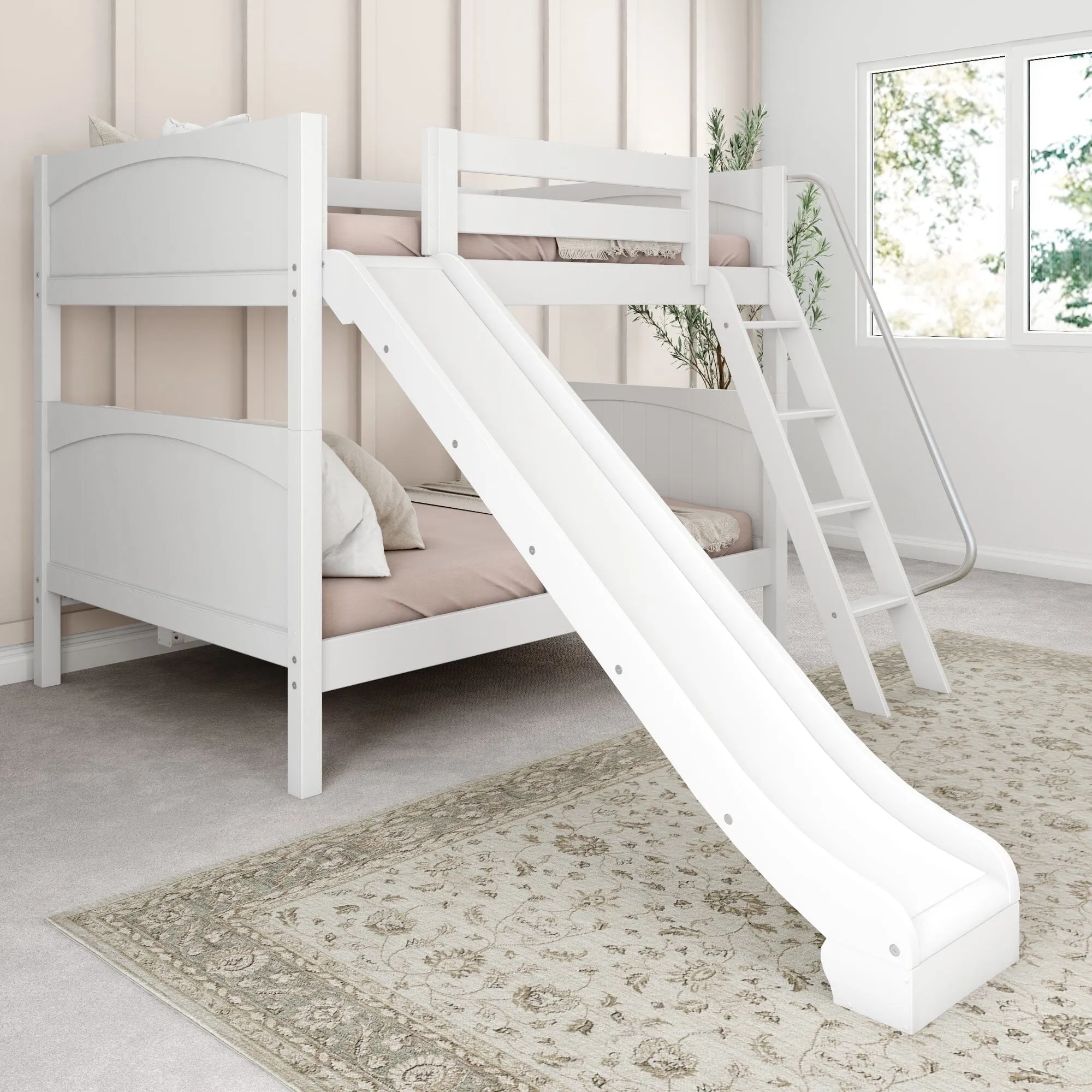 Full Medium Bunk Bed with Slide and Ladder on Front