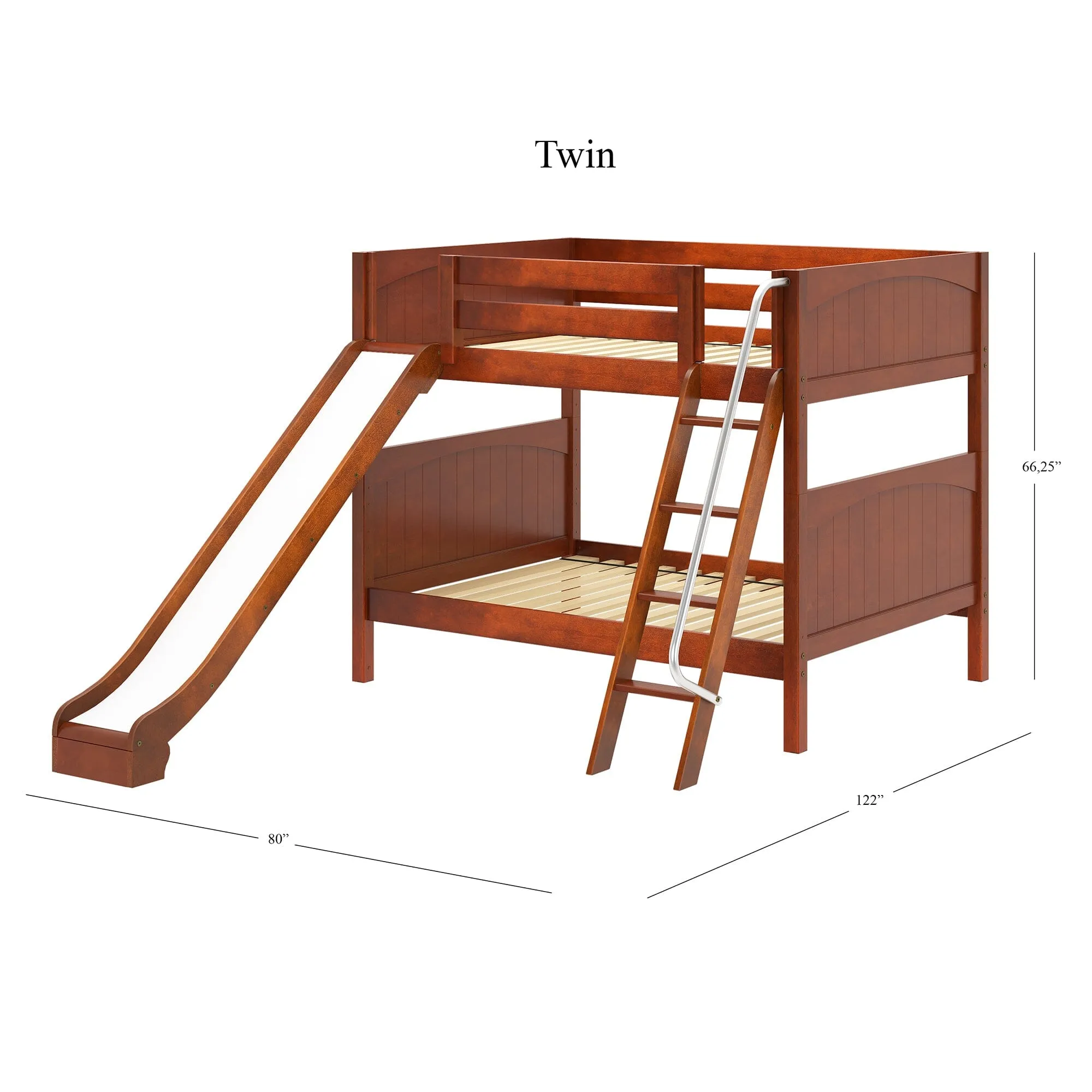 Full Medium Bunk Bed with Slide and Ladder on Front