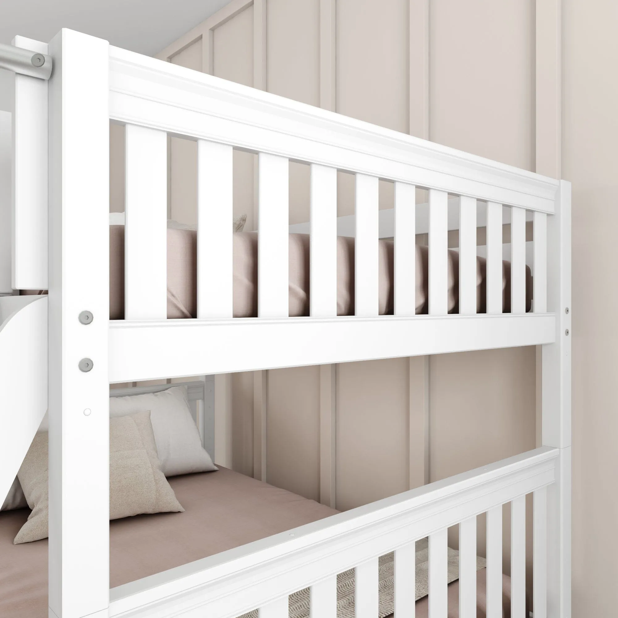 Full Medium Bunk Bed with Slide and Ladder on Front