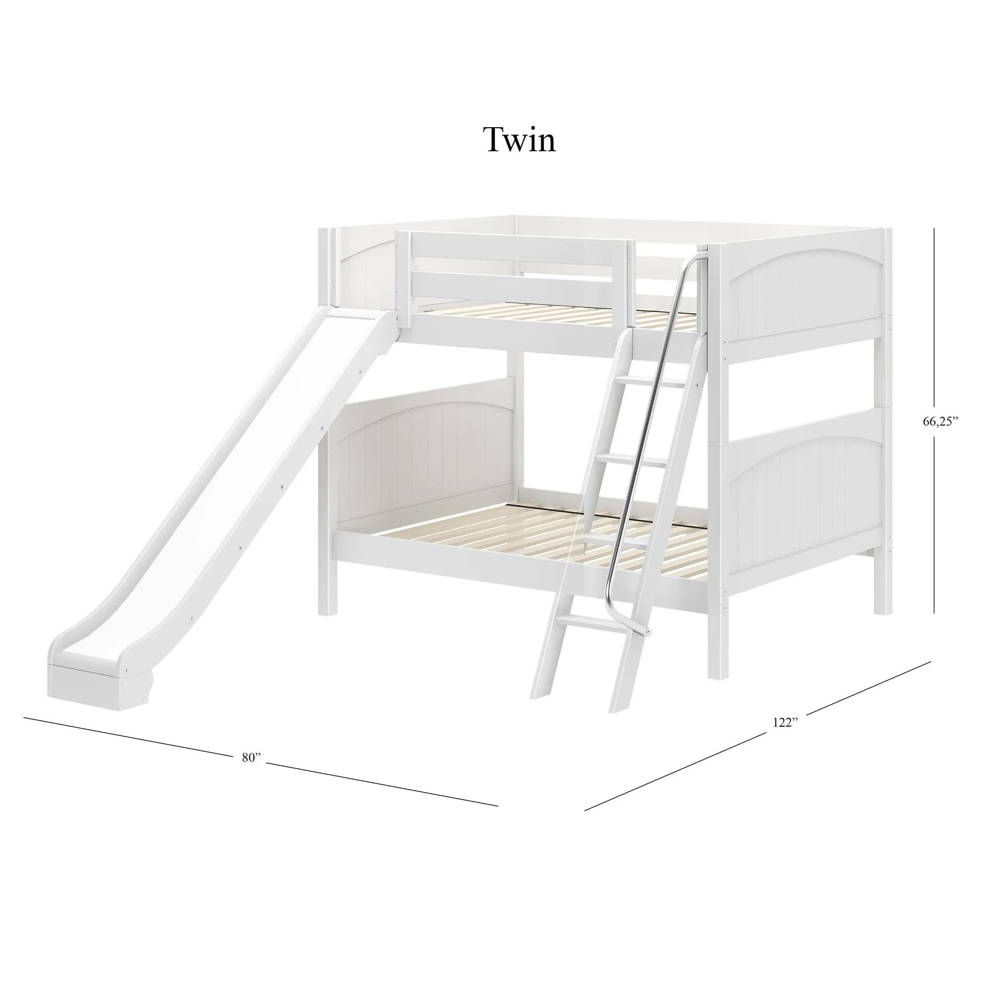 Full Medium Bunk Bed with Slide and Ladder on Front