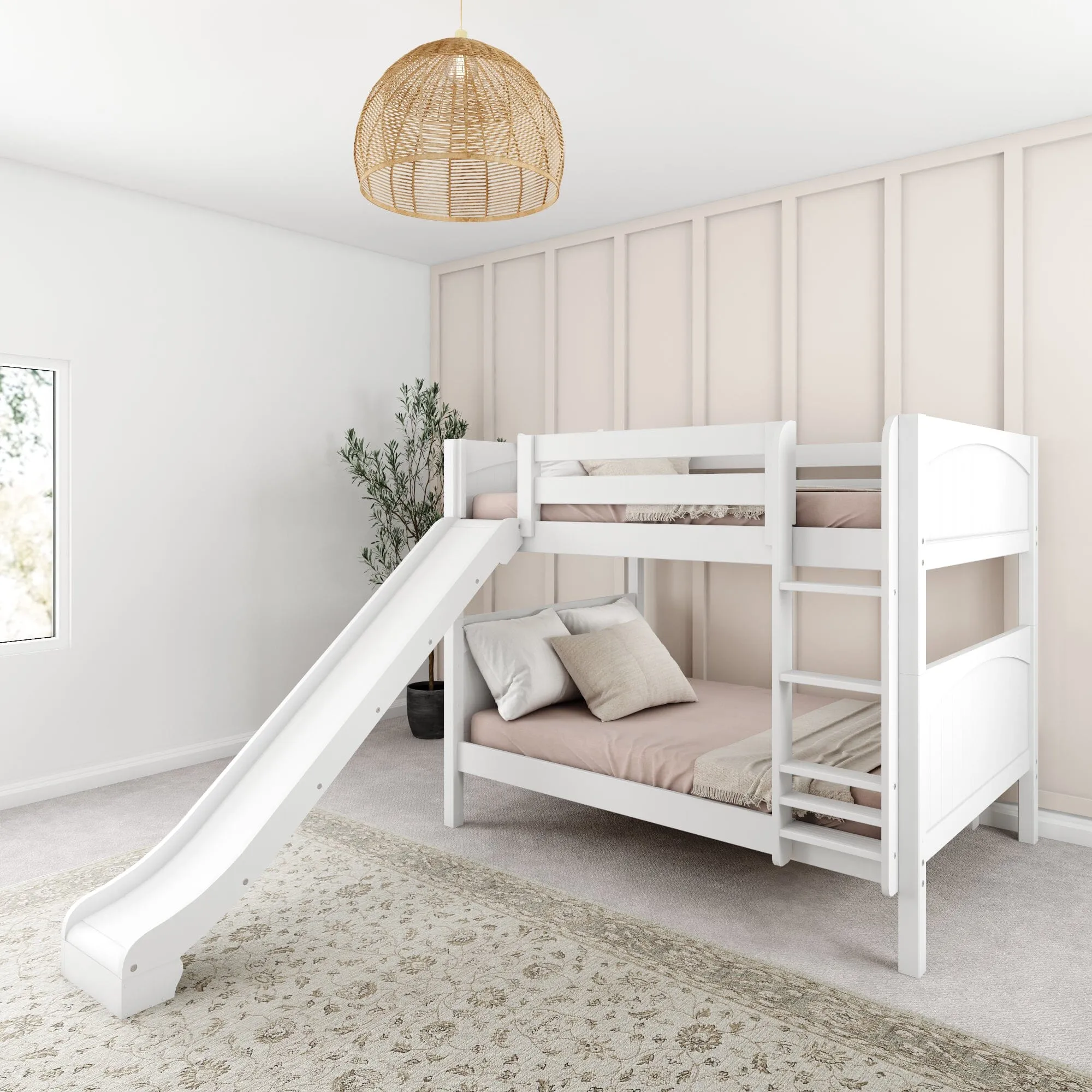 Full Medium Bunk Bed with Slide and Ladder on Front