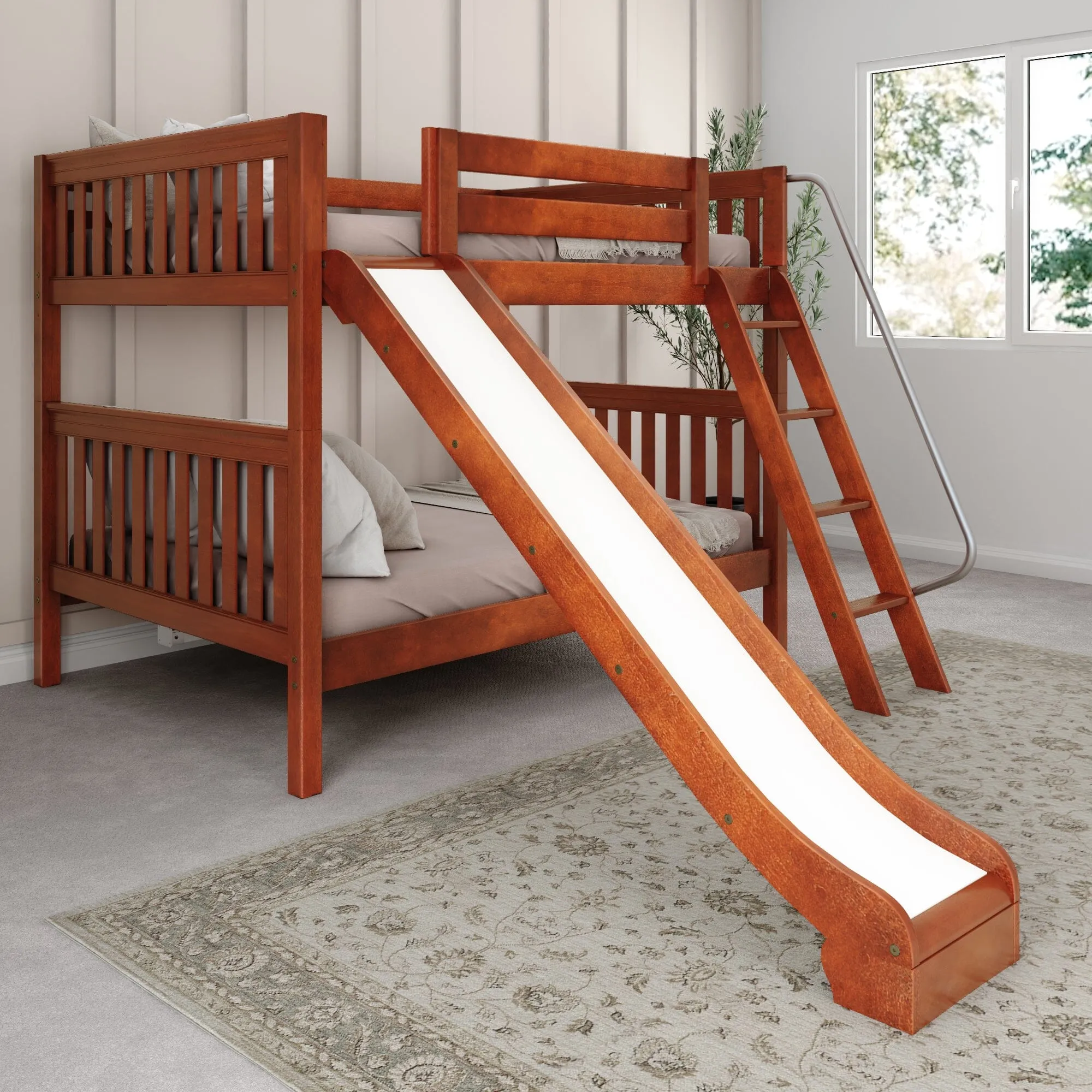 Full Medium Bunk Bed with Slide and Ladder on Front