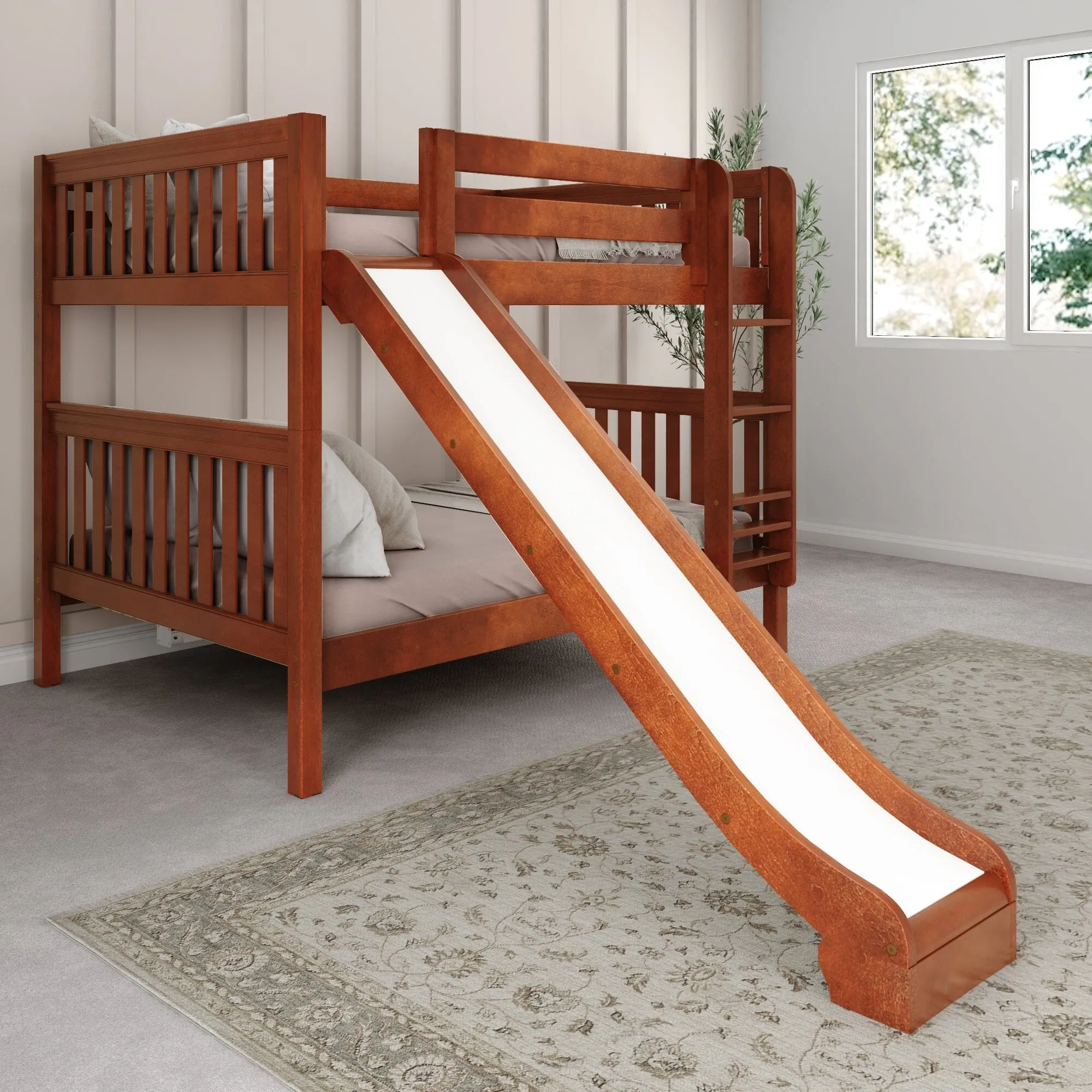 Full Medium Bunk Bed with Slide and Ladder on Front