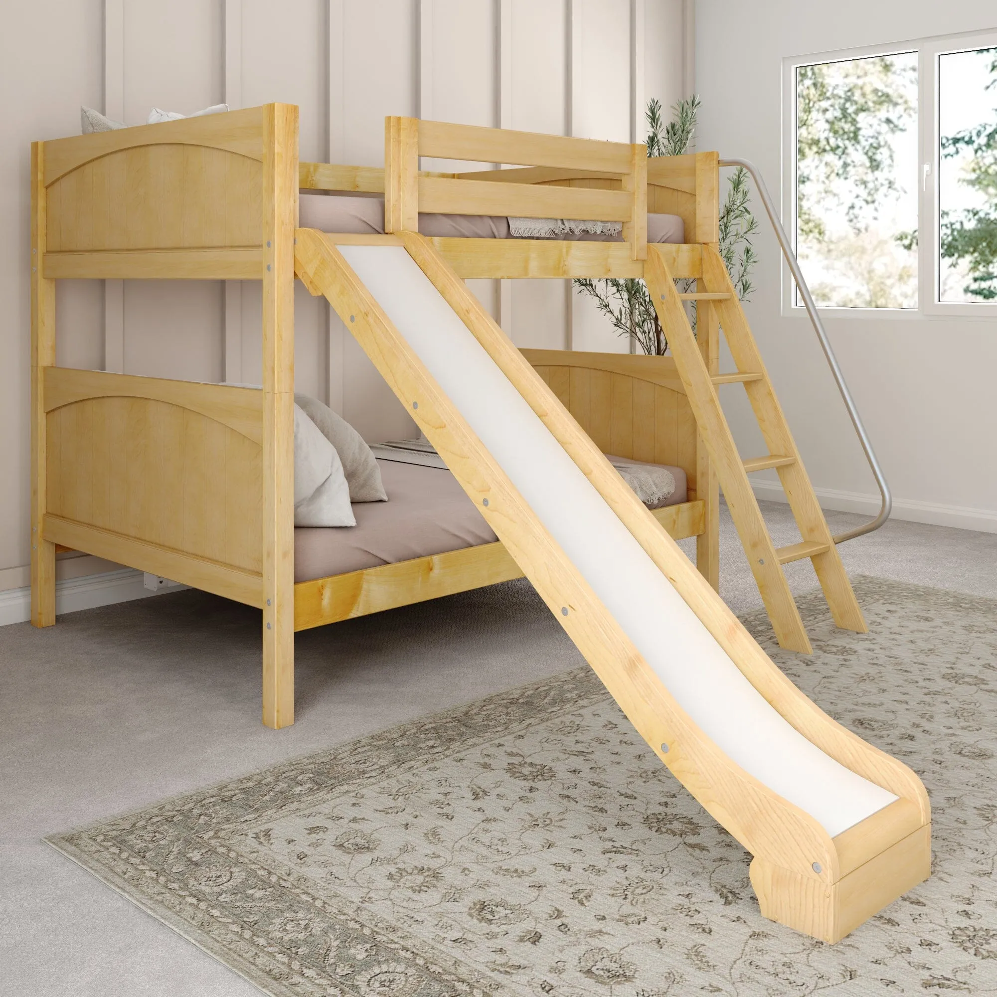 Full Medium Bunk Bed with Slide and Ladder on Front