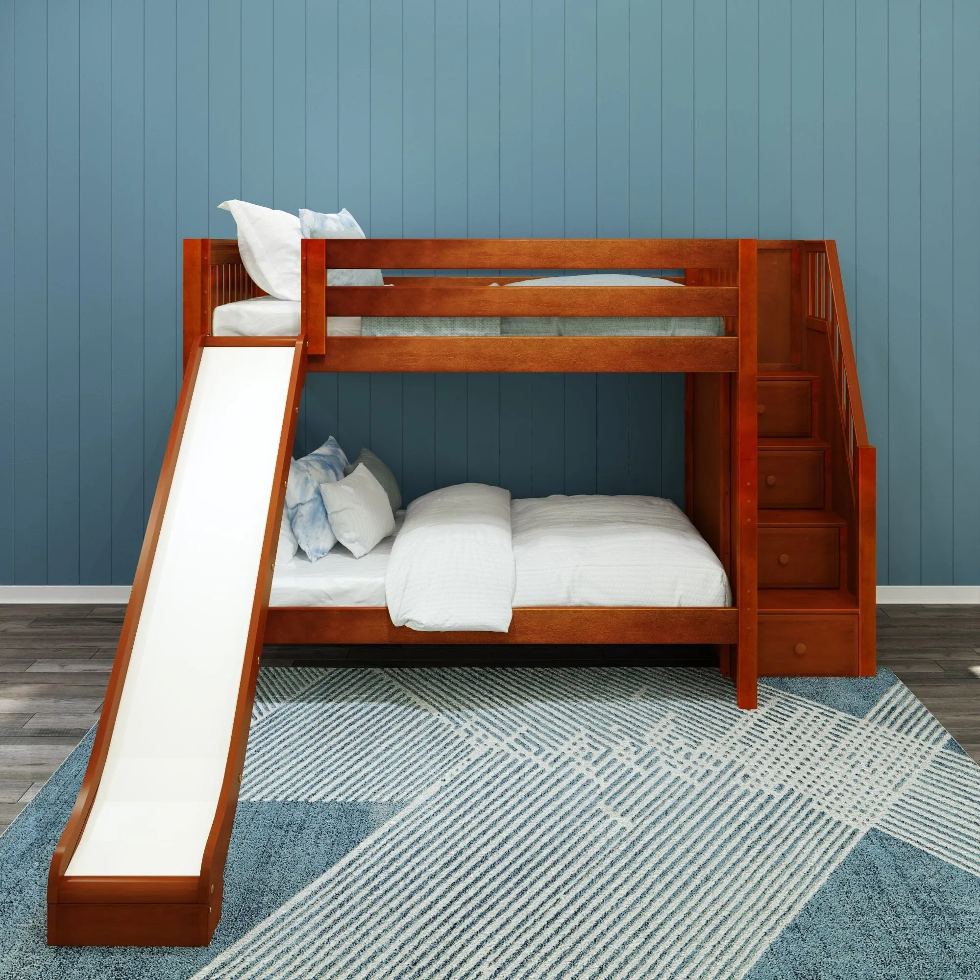 Full Medium Bunk Bed with Stairs and Slide