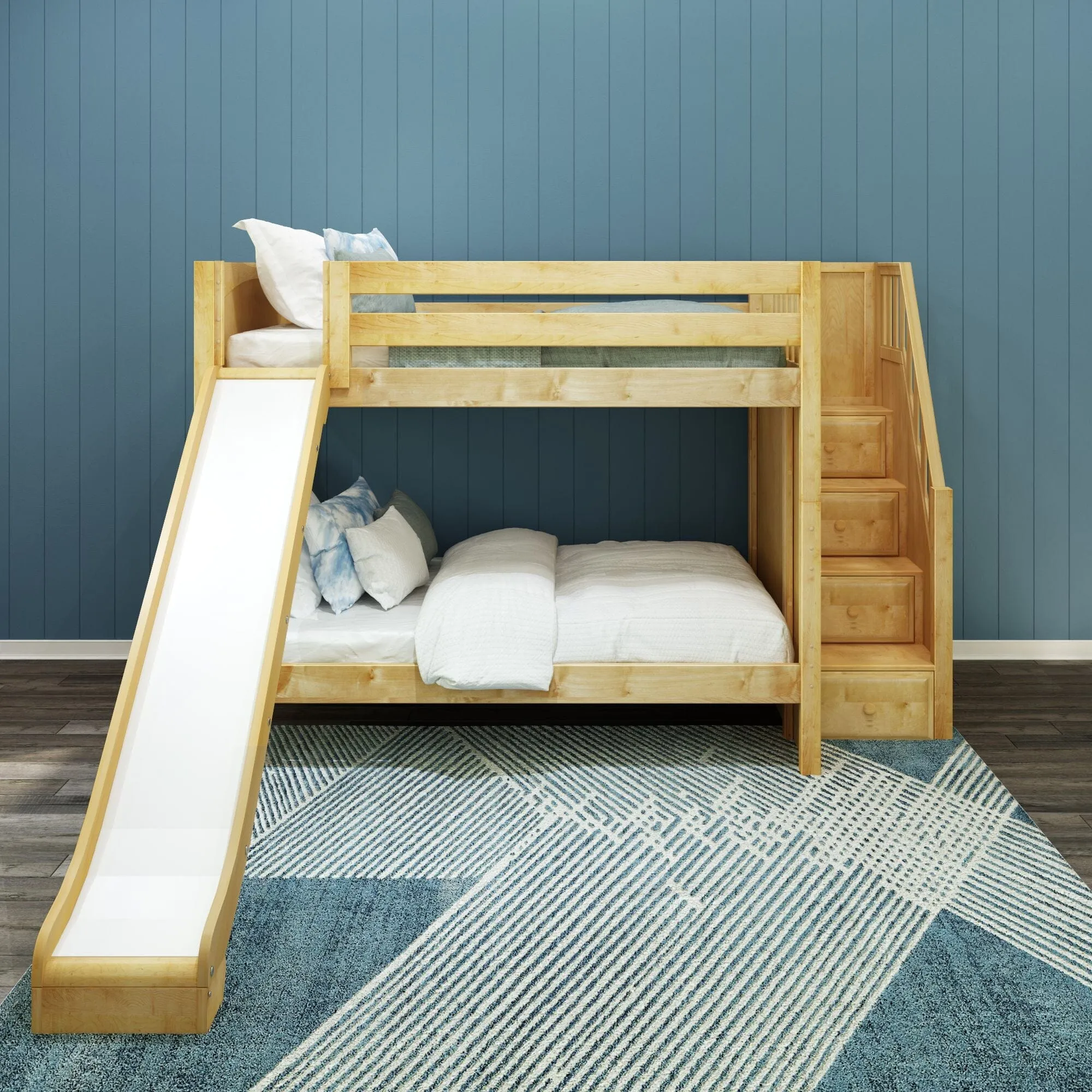 Full Medium Bunk Bed with Stairs and Slide