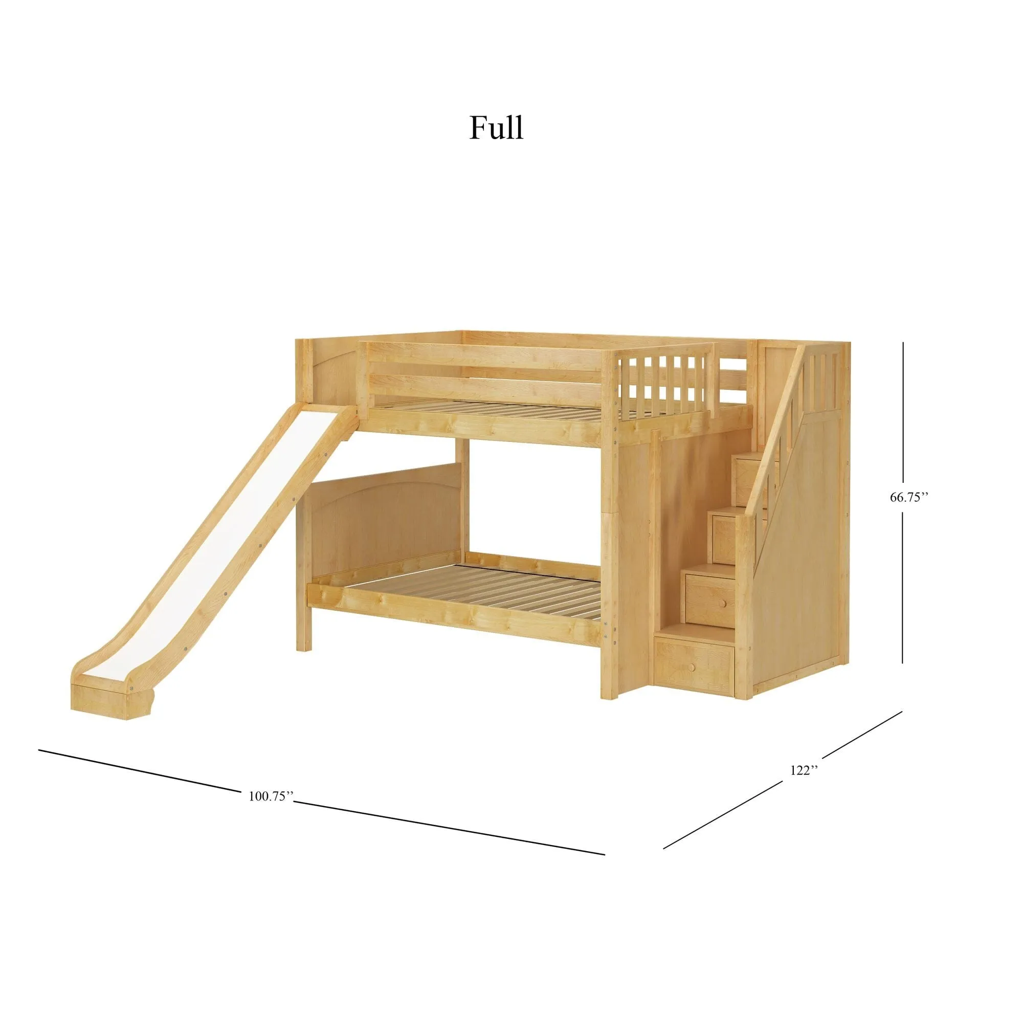 Full Medium Bunk Bed with Stairs and Slide