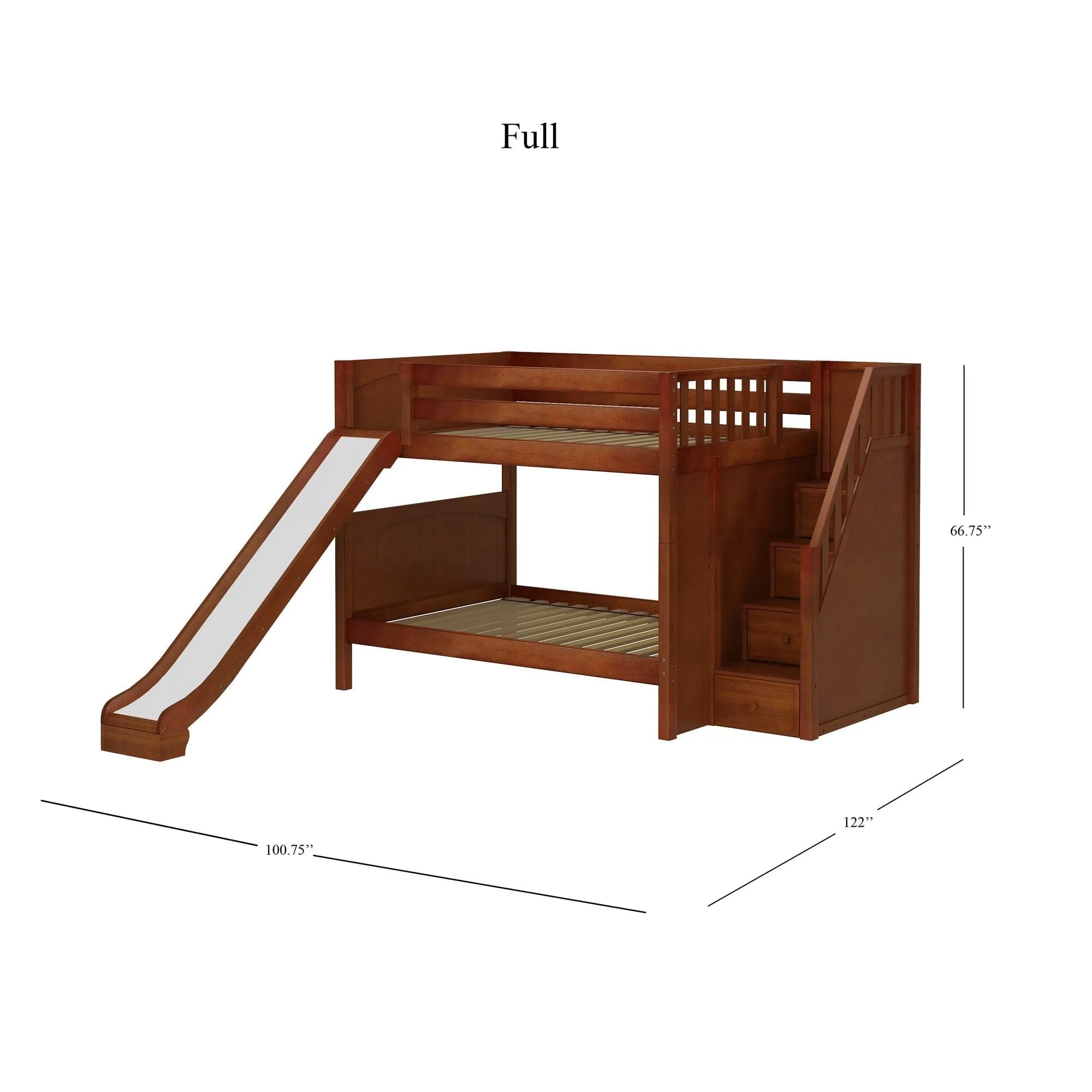 Full Medium Bunk Bed with Stairs and Slide