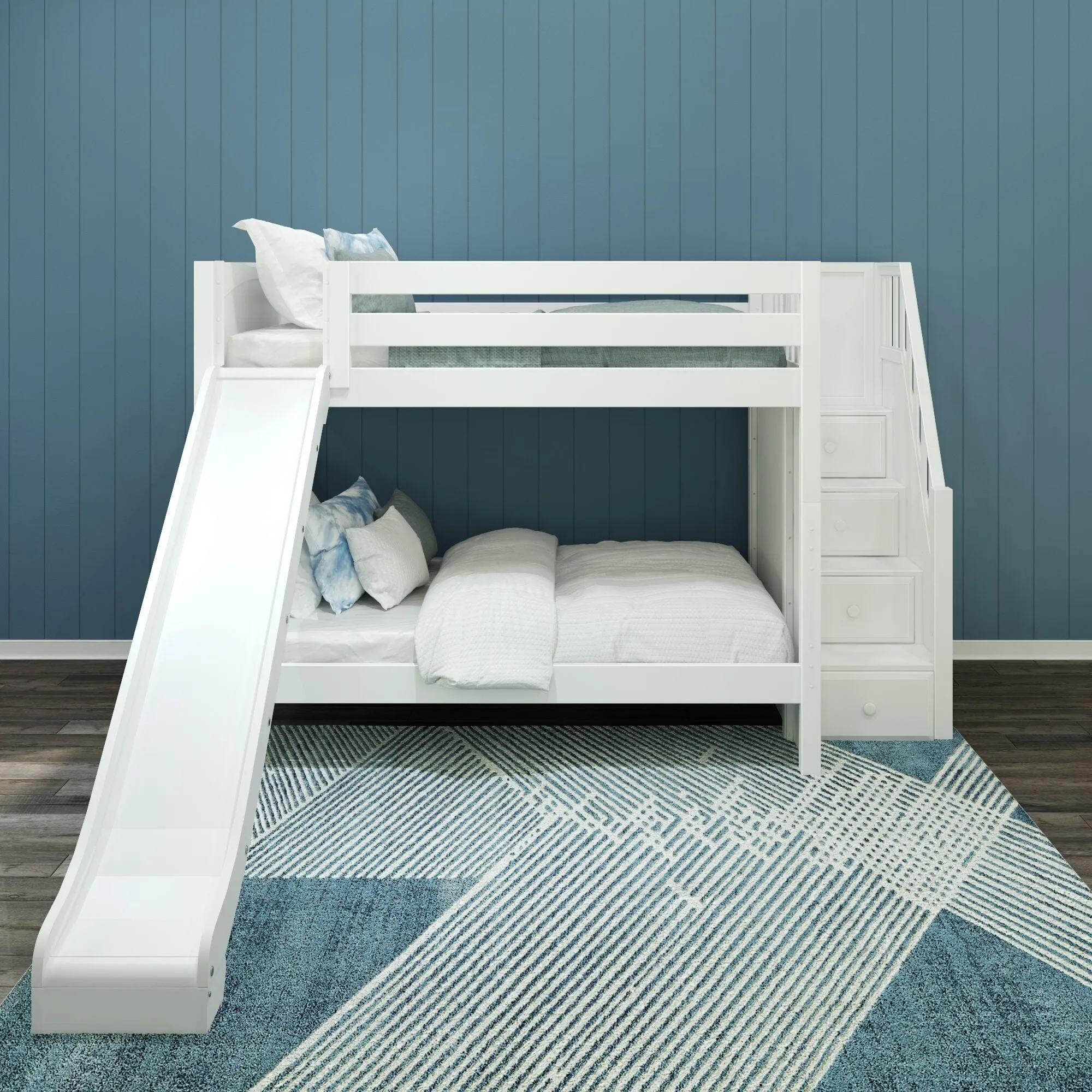 Full Medium Bunk Bed with Stairs and Slide