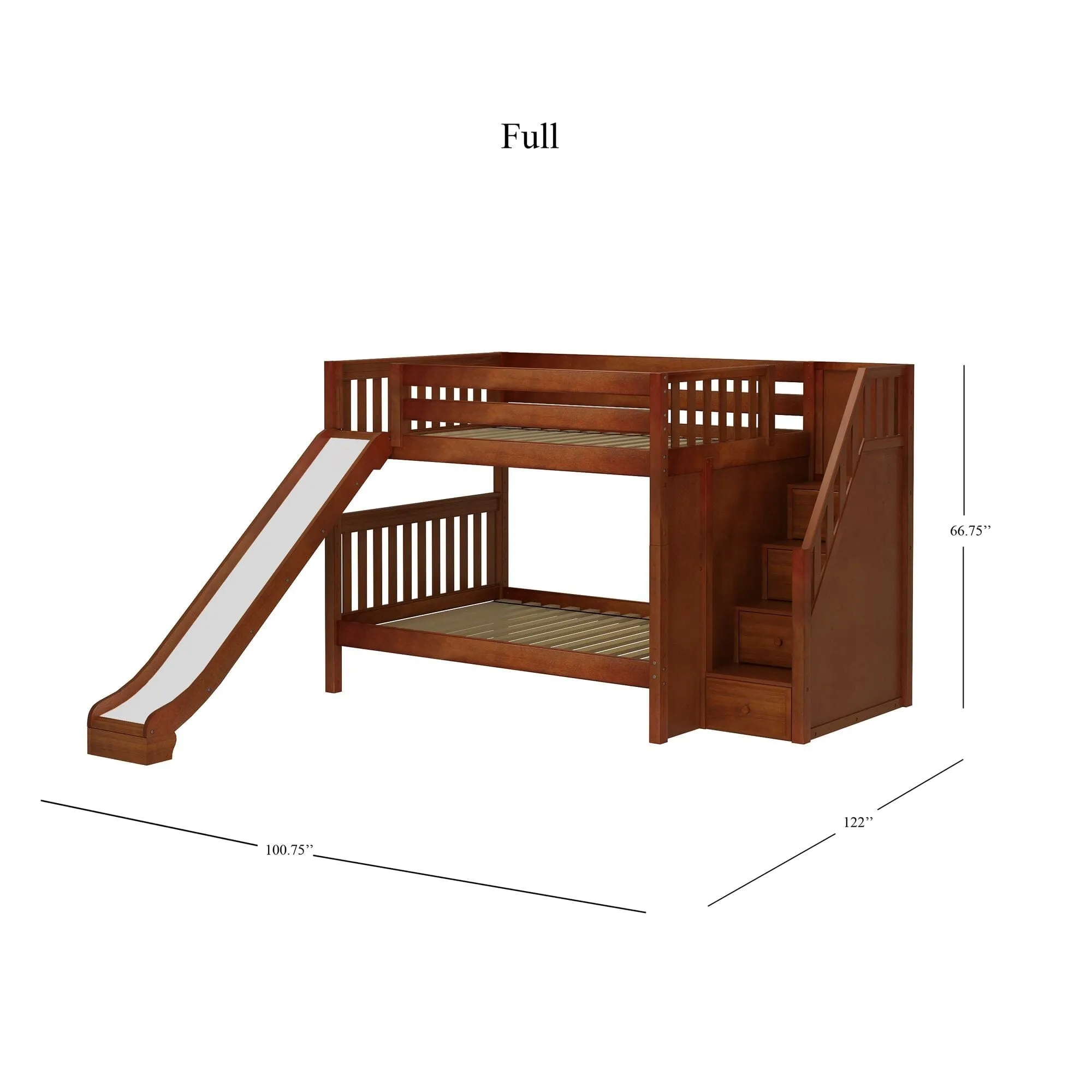 Full Medium Bunk Bed with Stairs and Slide