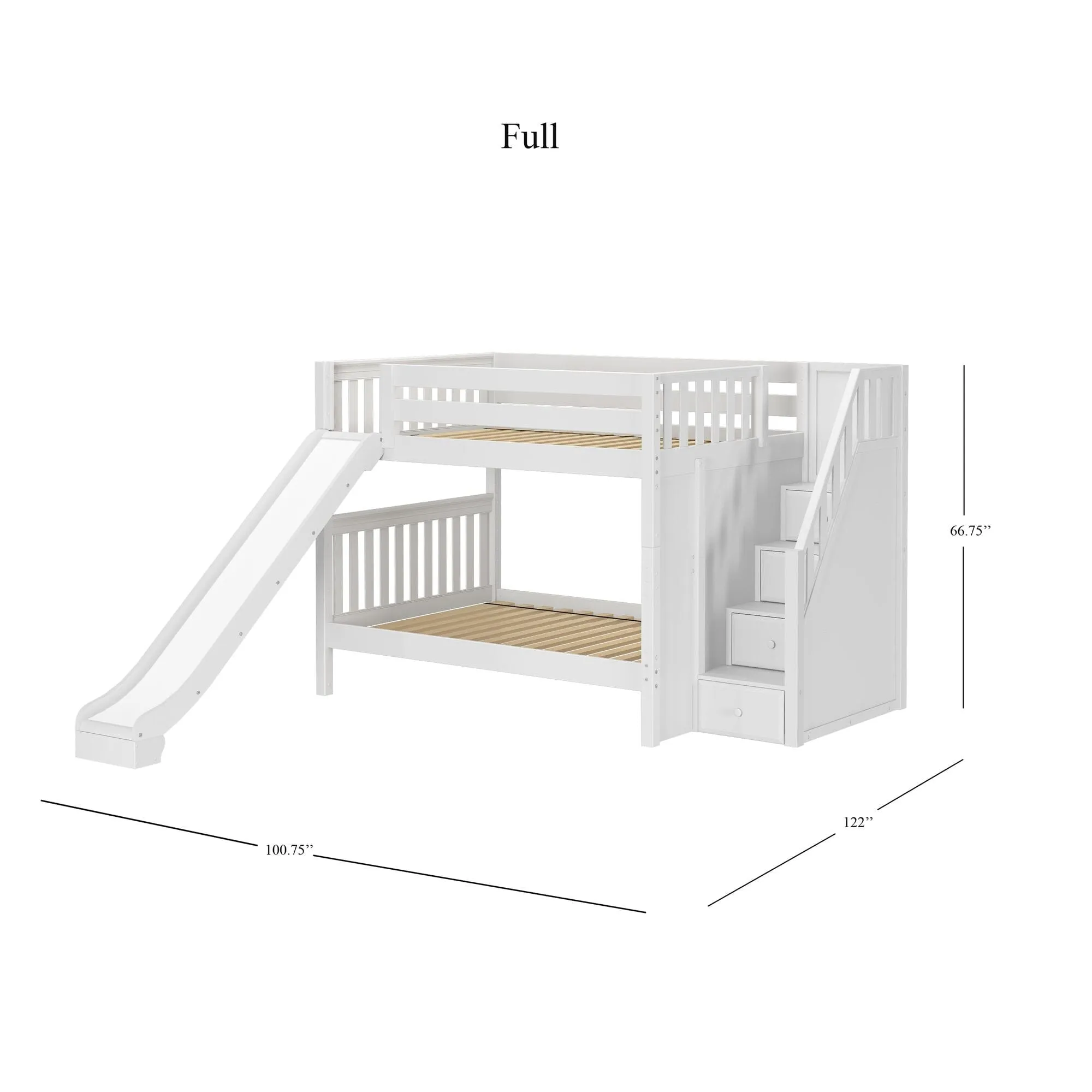 Full Medium Bunk Bed with Stairs and Slide